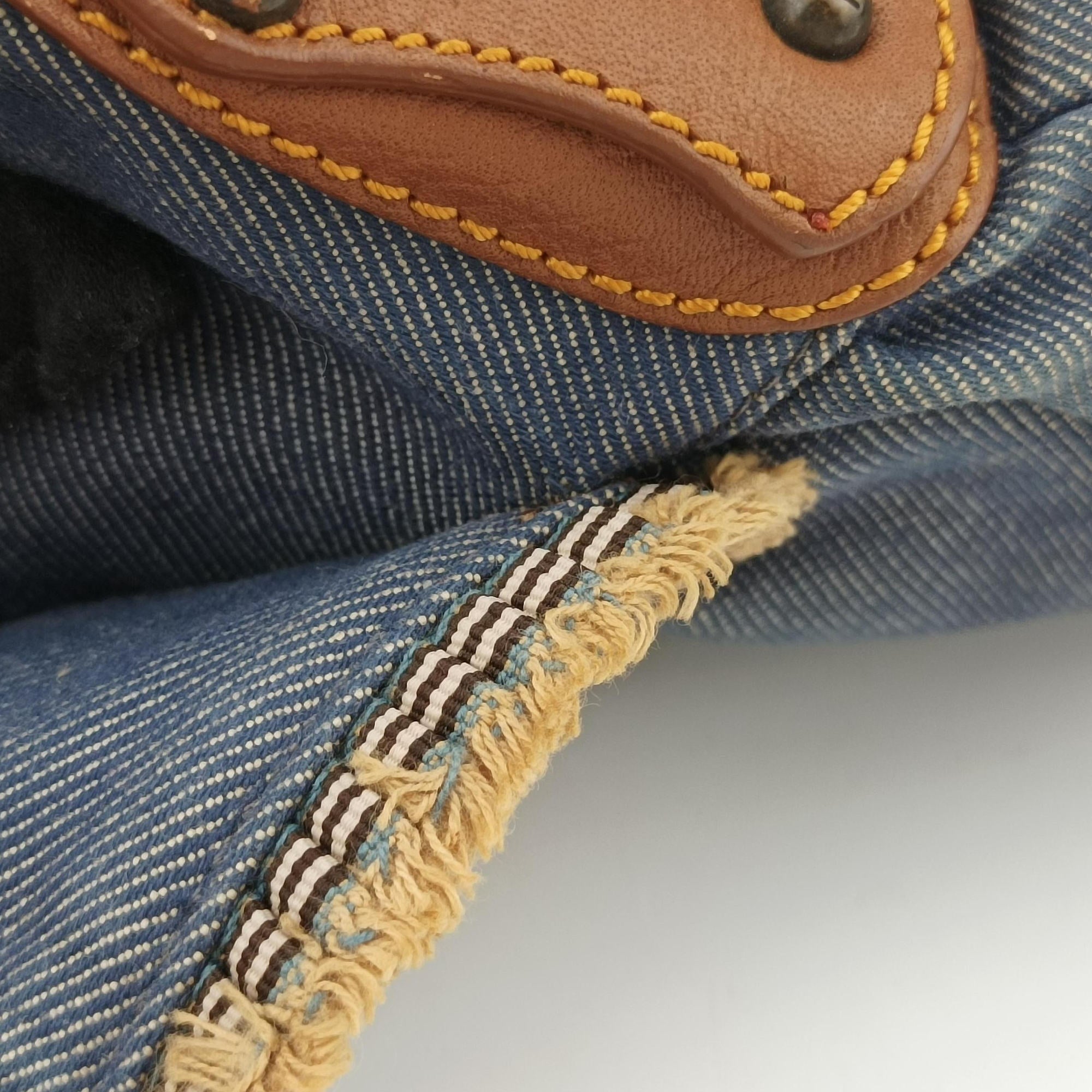 Chef Blue Denim ×Brown Trim Denim CanvasxCalfskin Lot number unknownシェフ ブルーデニム × ブラウン デニムキャンバス × カーフレザー 製番不明