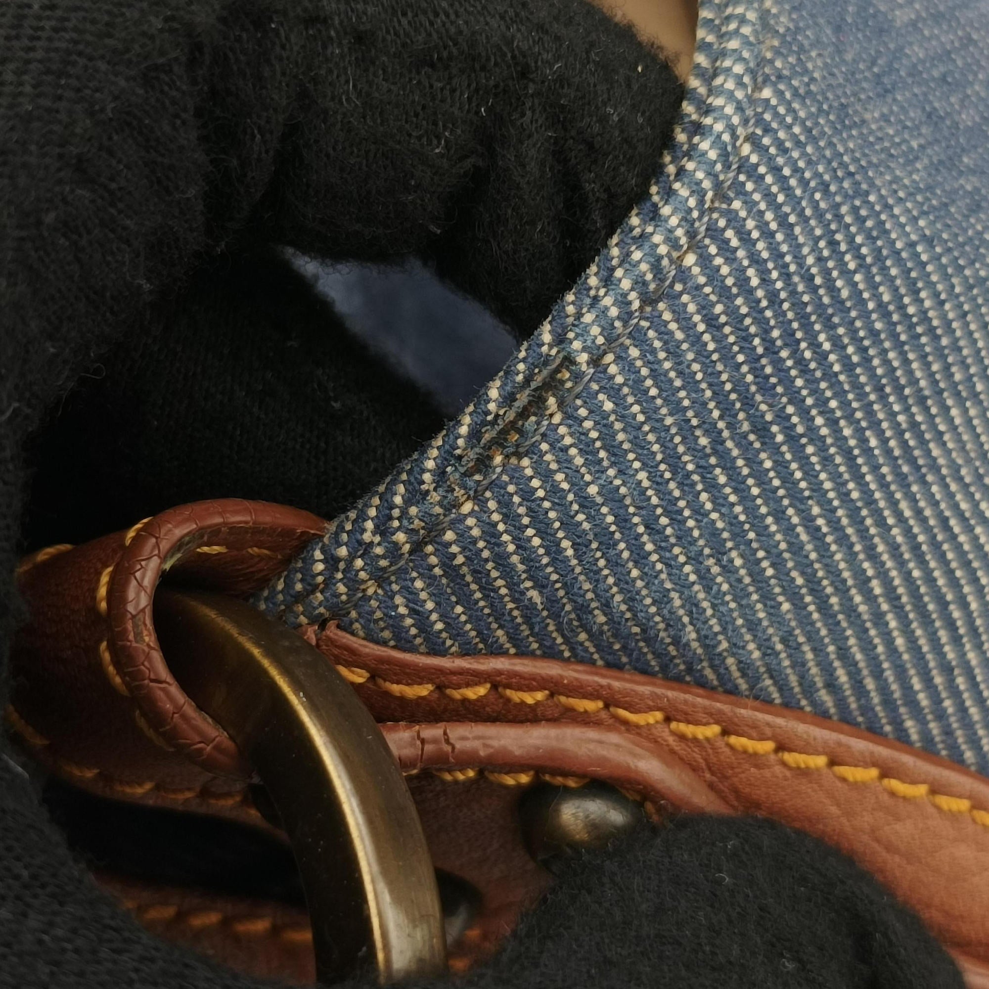 Chef Blue Denim ×Brown Trim Denim CanvasxCalfskin Lot number unknownシェフ ブルーデニム × ブラウン デニムキャンバス × カーフレザー 製番不明