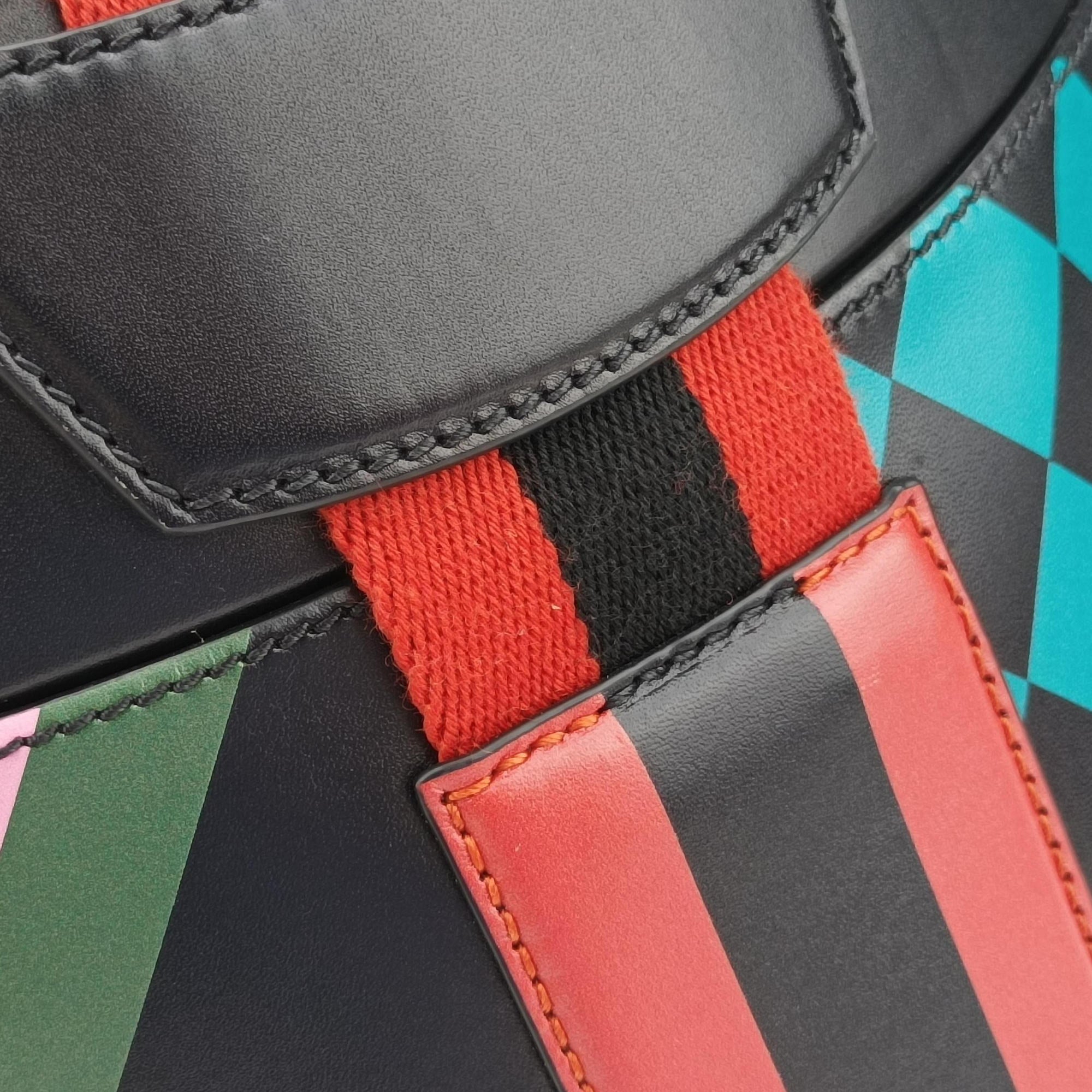 Printed bucket Black × blue × pink × green Leather 675882 I3023790プリント バケット ブラック × ブルー × ピンク × グリーン レザー 675882 I3023790