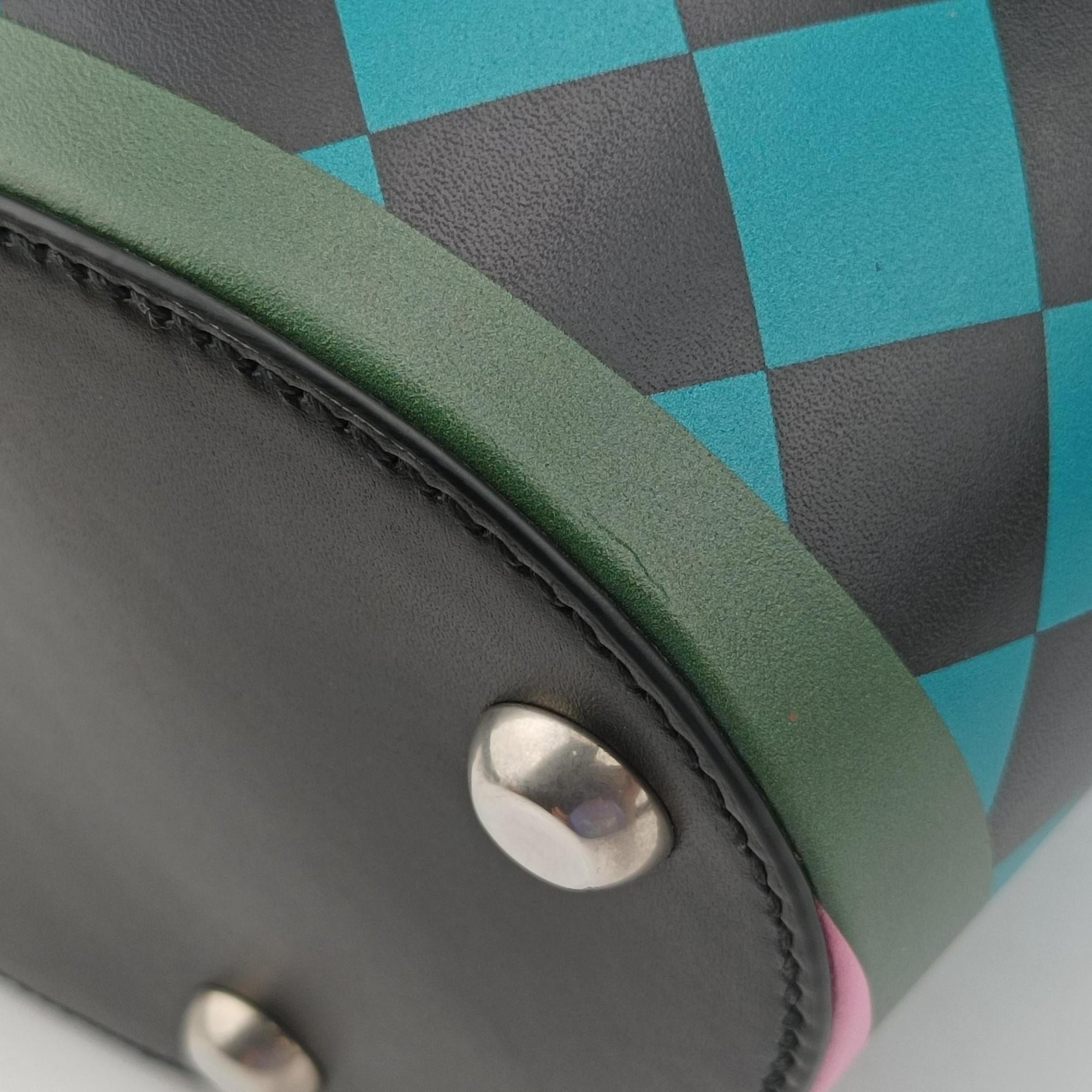 Printed bucket Black × blue × pink × green Leather 675882 I3023790プリント バケット ブラック × ブルー × ピンク × グリーン レザー 675882 I3023790
