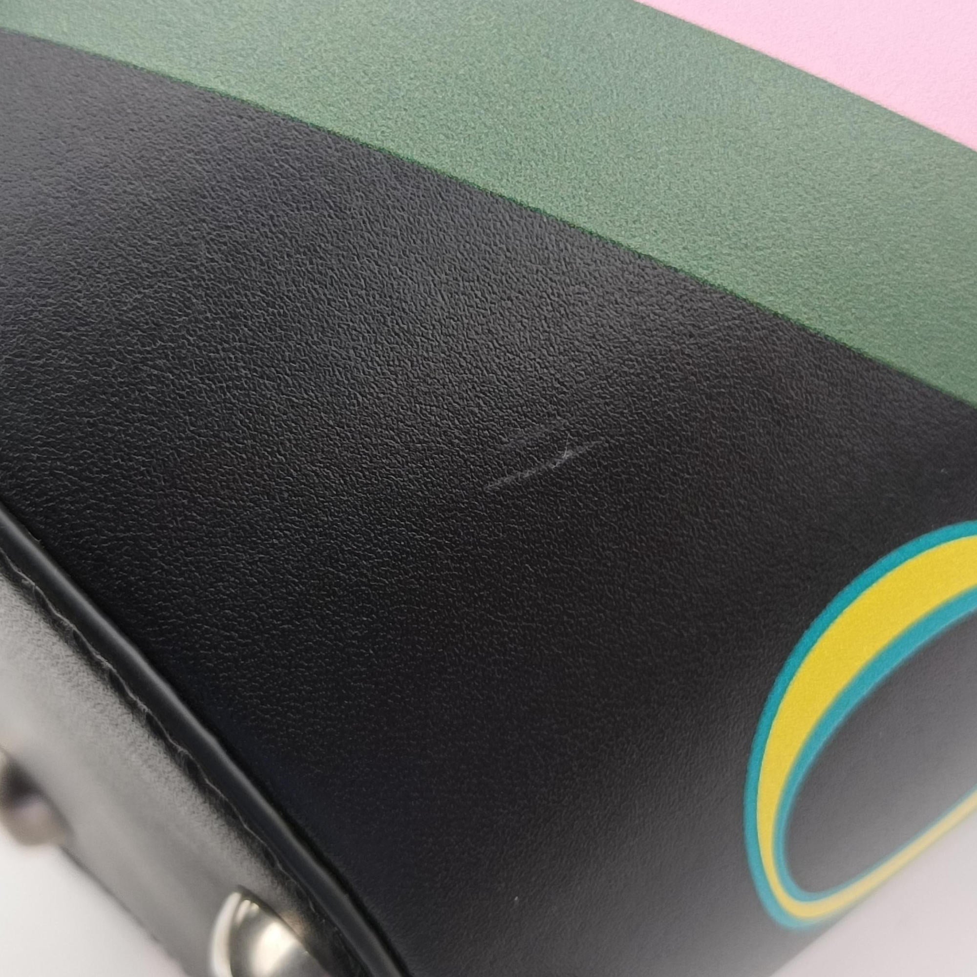 Printed bucket Black × blue × pink × green Leather 675882 I3023790プリント バケット ブラック × ブルー × ピンク × グリーン レザー 675882 I3023790