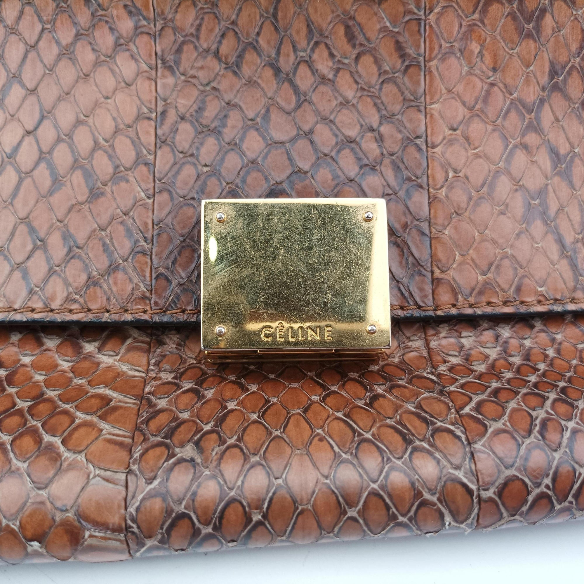 Trapeze Brown × Black Snakeskin × Leather W-GM-0172トラペーズミディアム ブラウン × ブラック スネークスキン × レザー W-GM-0172