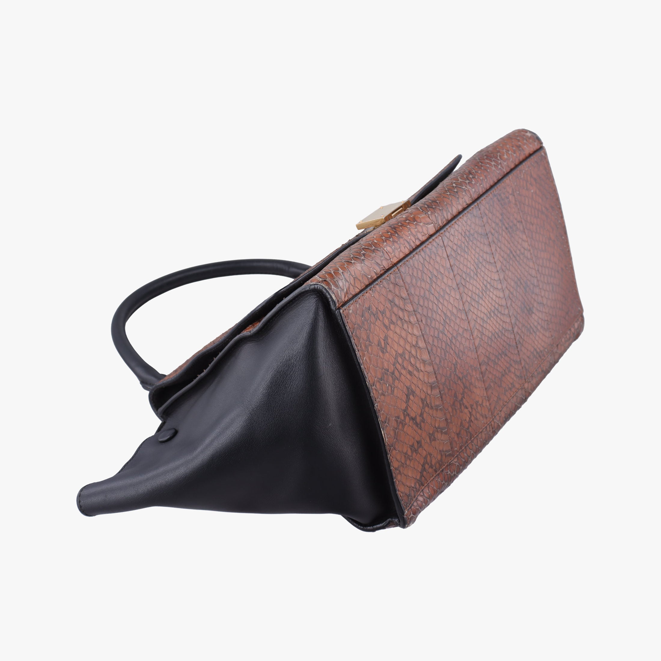 Trapeze Brown × Black Snakeskin × Leather W-GM-0172トラペーズミディアム ブラウン × ブラック スネークスキン × レザー W-GM-0172