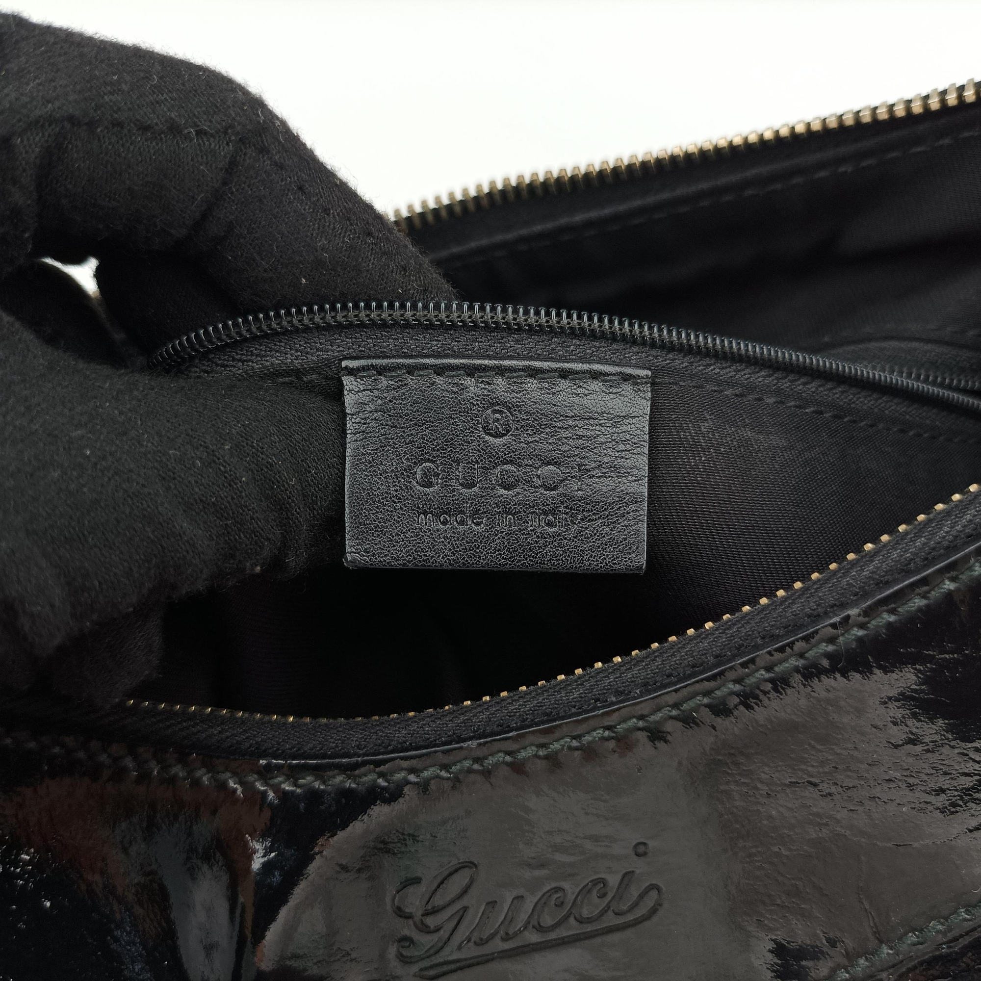 Abbey D-ring Hobo Black Patent 189833 A3387422アビー Dリング ホーボー ブラック パテント 189833 A3387422