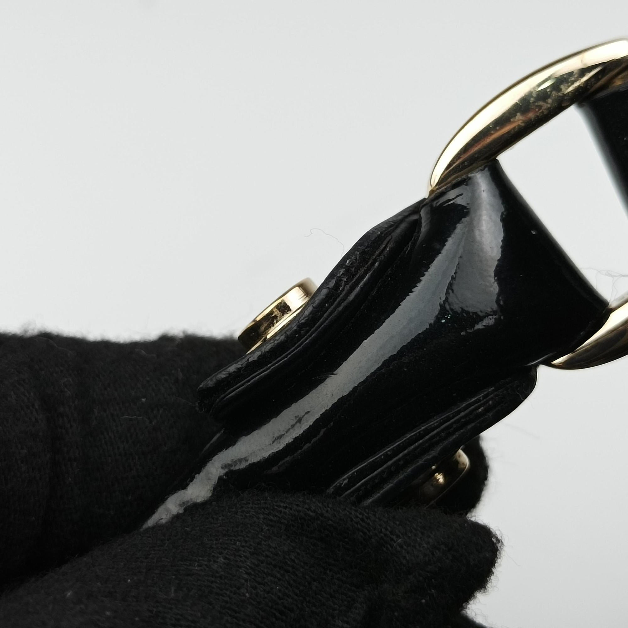 Abbey D-ring Hobo Black Patent 189833 A3387422アビー Dリング ホーボー ブラック パテント 189833 A3387422