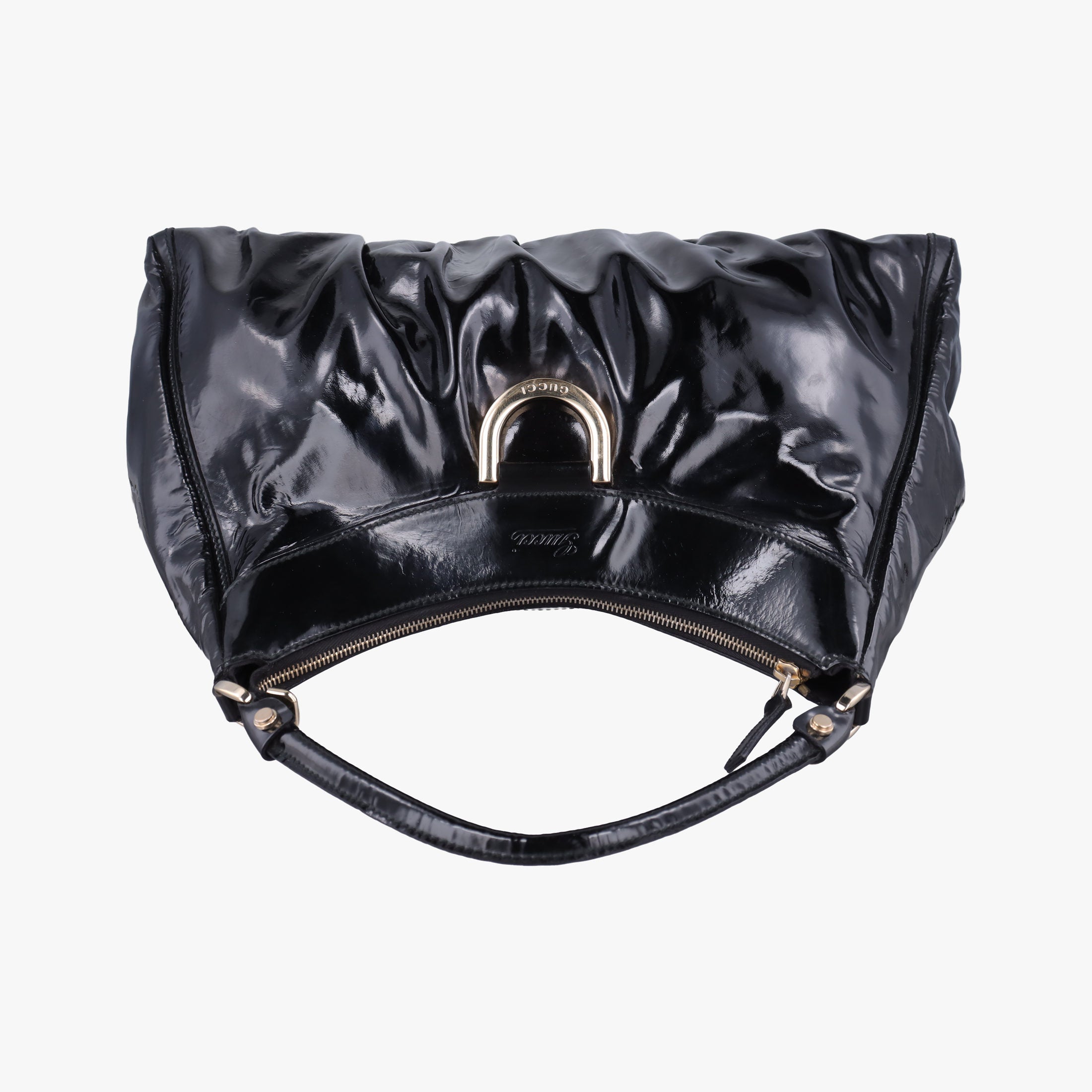 Abbey D-ring Hobo Black Patent 189833 A3387422アビー Dリング ホーボー ブラック パテント 189833 A3387422