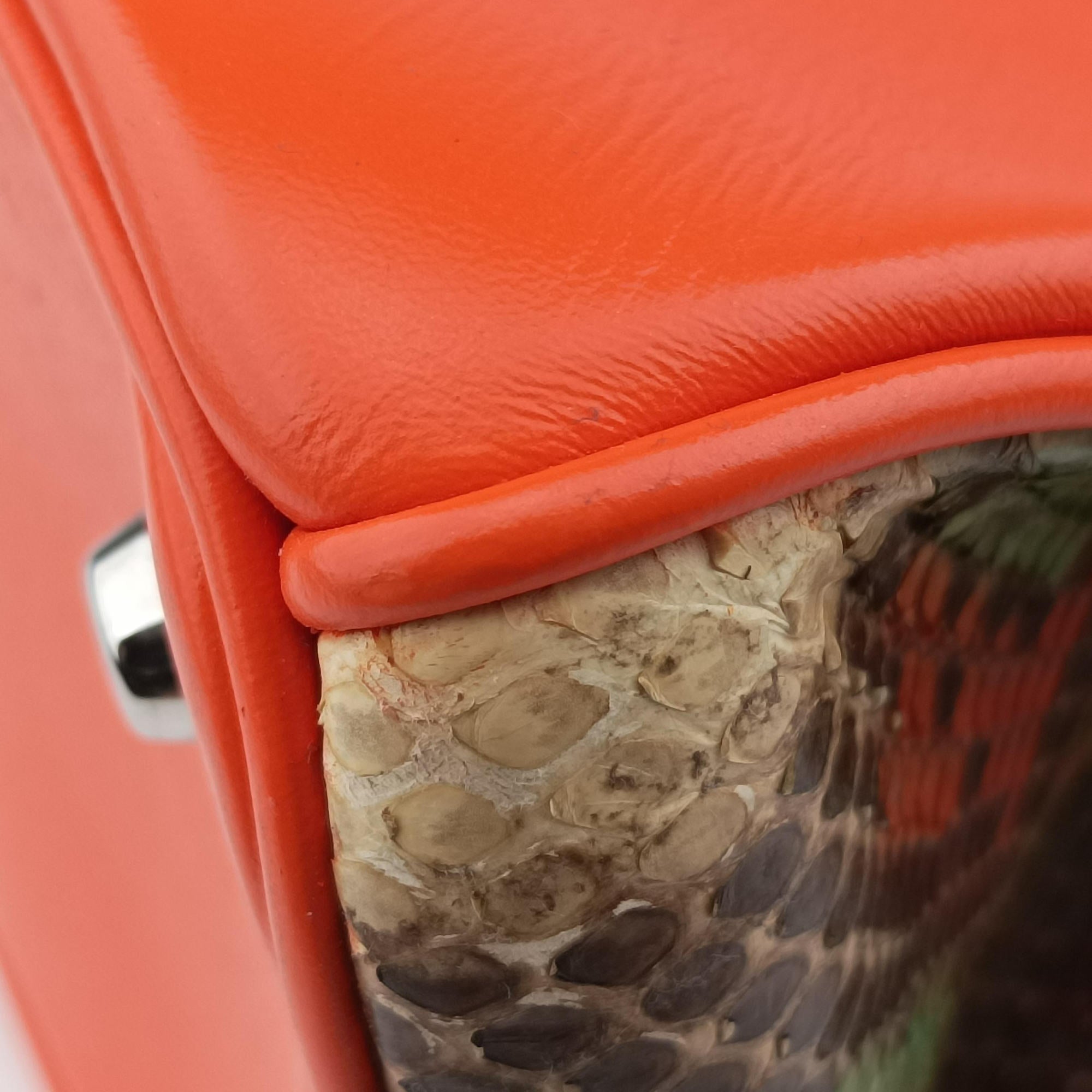 Diorissimo Orange × Multicolor Leather × Snakeskin 09-MA-0124ディオリッシモ オレンジ × マルチカラー レザー × スネークスキン 09-MA-0124