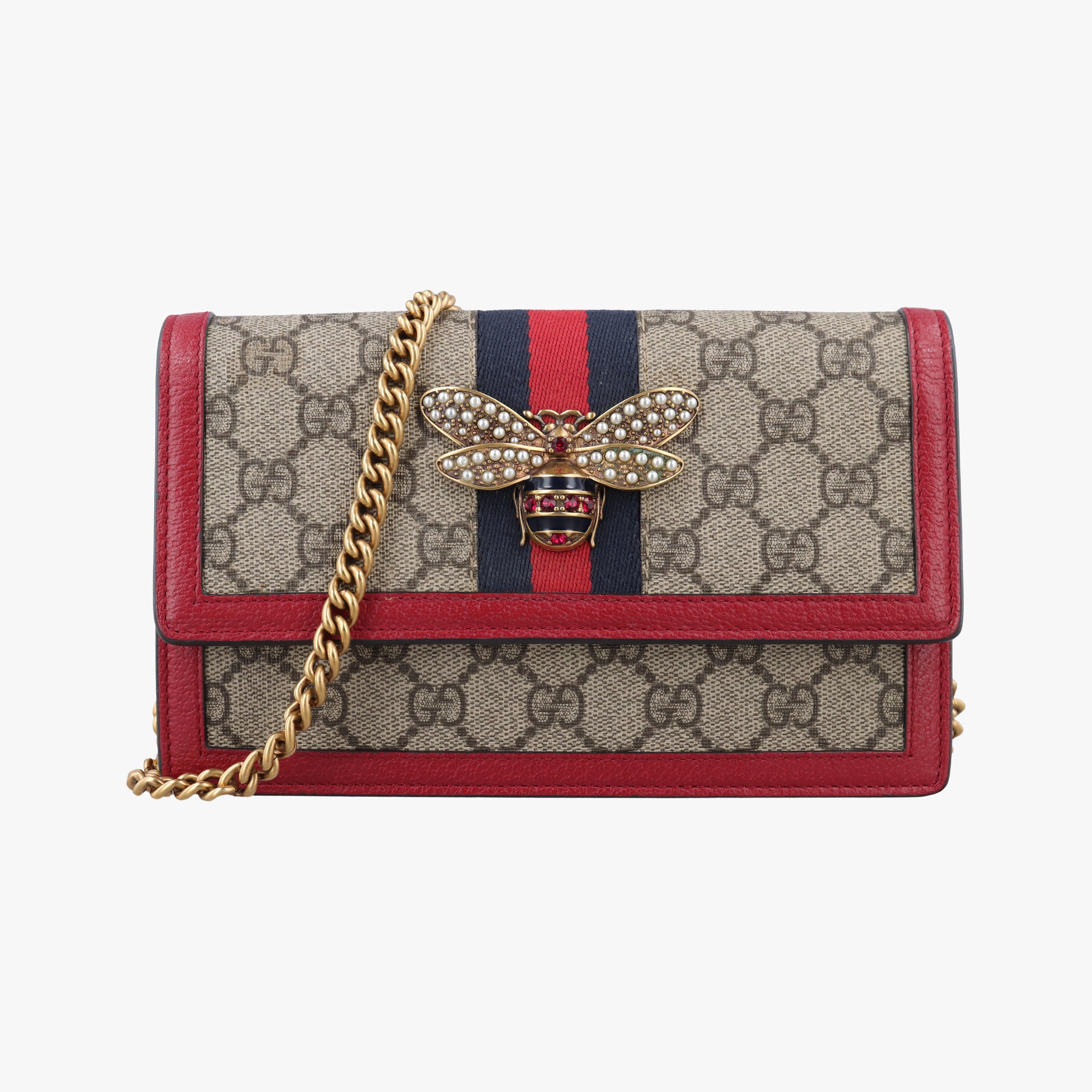 Queen Margaret Beige×Red×Navy PVC coated canvas×leather 476079 クィーンマーガレット ベージュ×レッド×ネイビー PVCコーティングキャンバス×レザー 476079