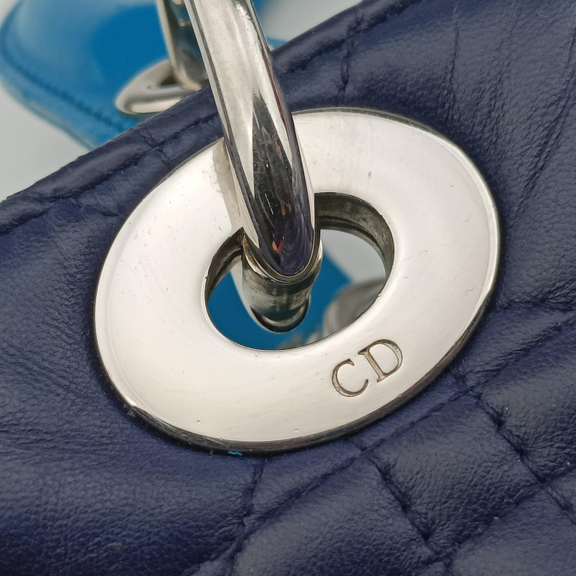 Lady Dior Navy×Pink×Light Blue lambskin 11-MA-1101レディディオール ネイビー×ピンク×ライトブルー ラムスキン 11-MA-1101