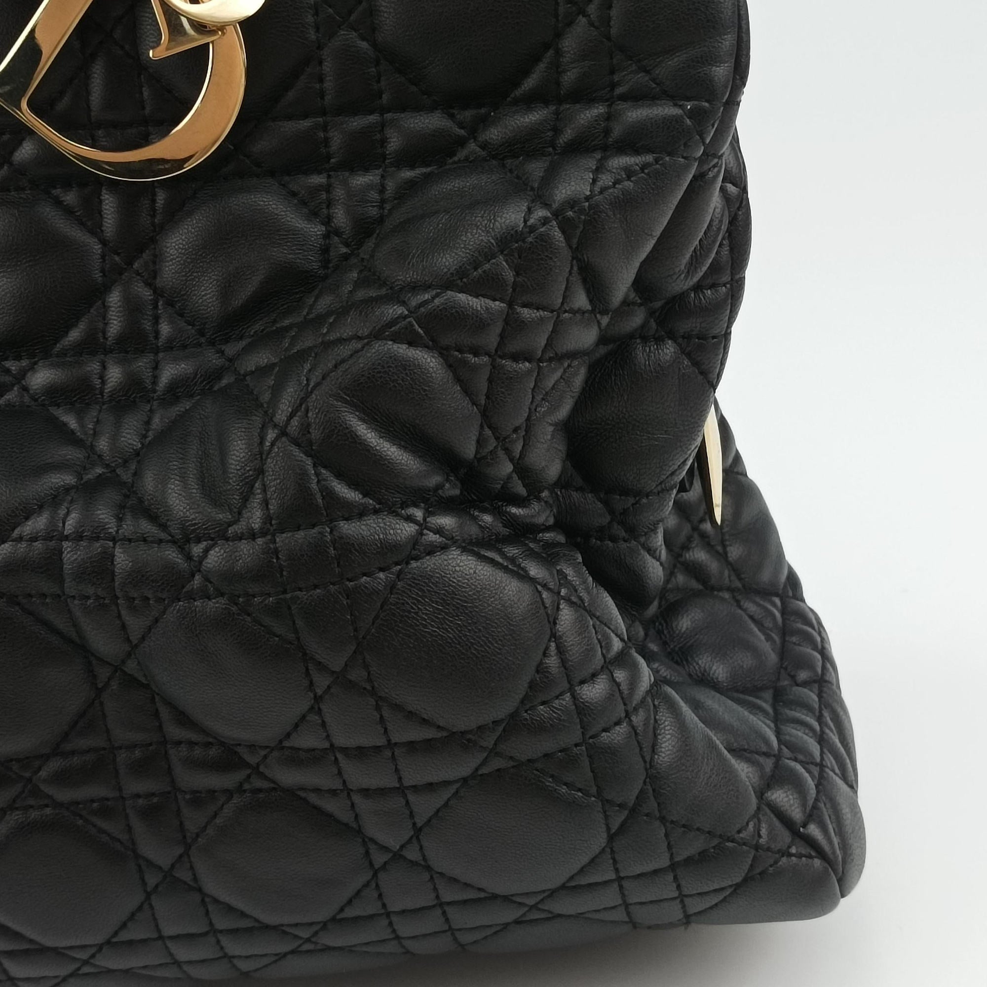 Cannage Dior Soft Shopping Black lambskin 17-BO-0154ディオールソフト ブラック ラムスキン 17-BO-0154