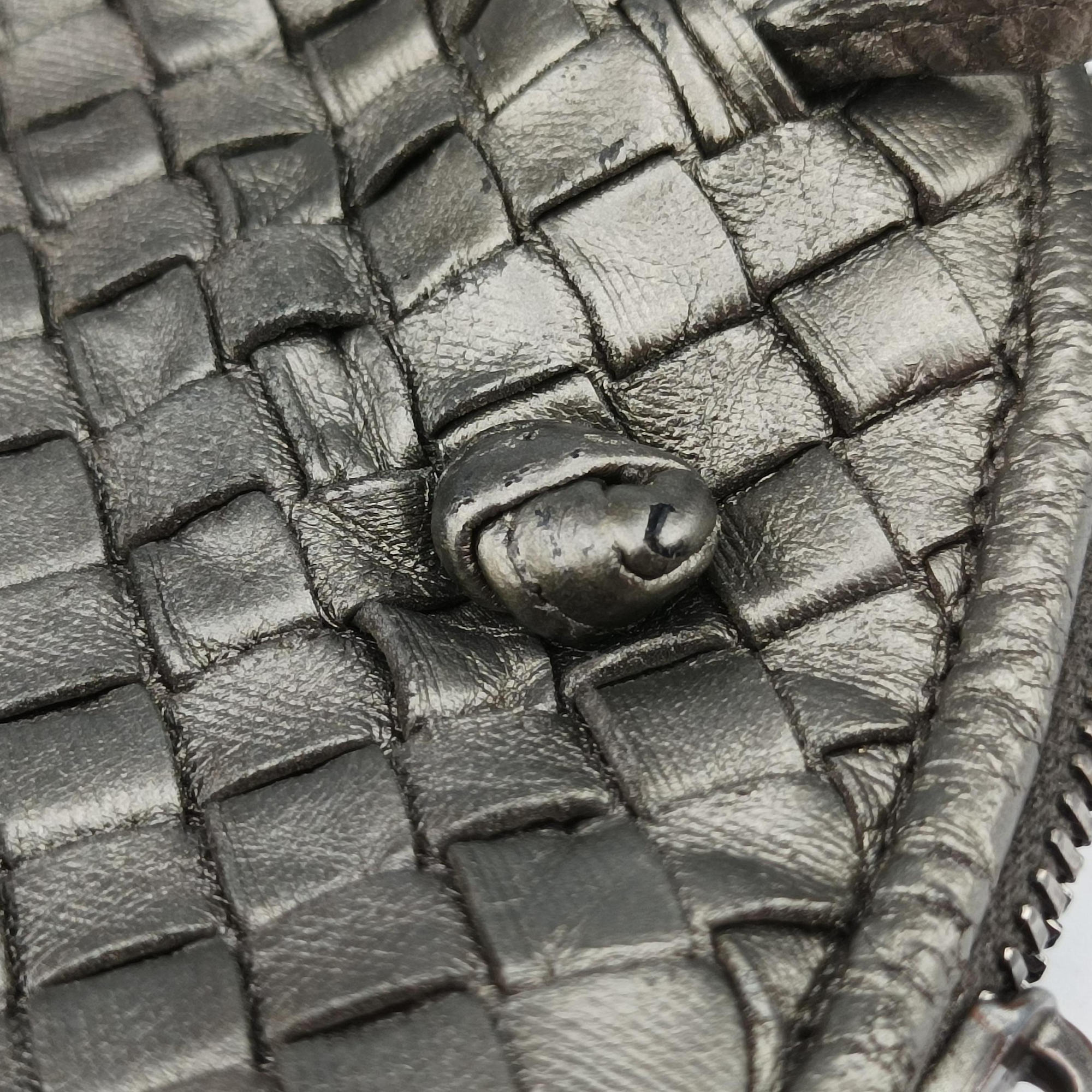 NODINI Intrecciato Silver Gray lambskin B03615631Kノディーニ イントレチャート シルバーグレー ラムスキン B03615631K