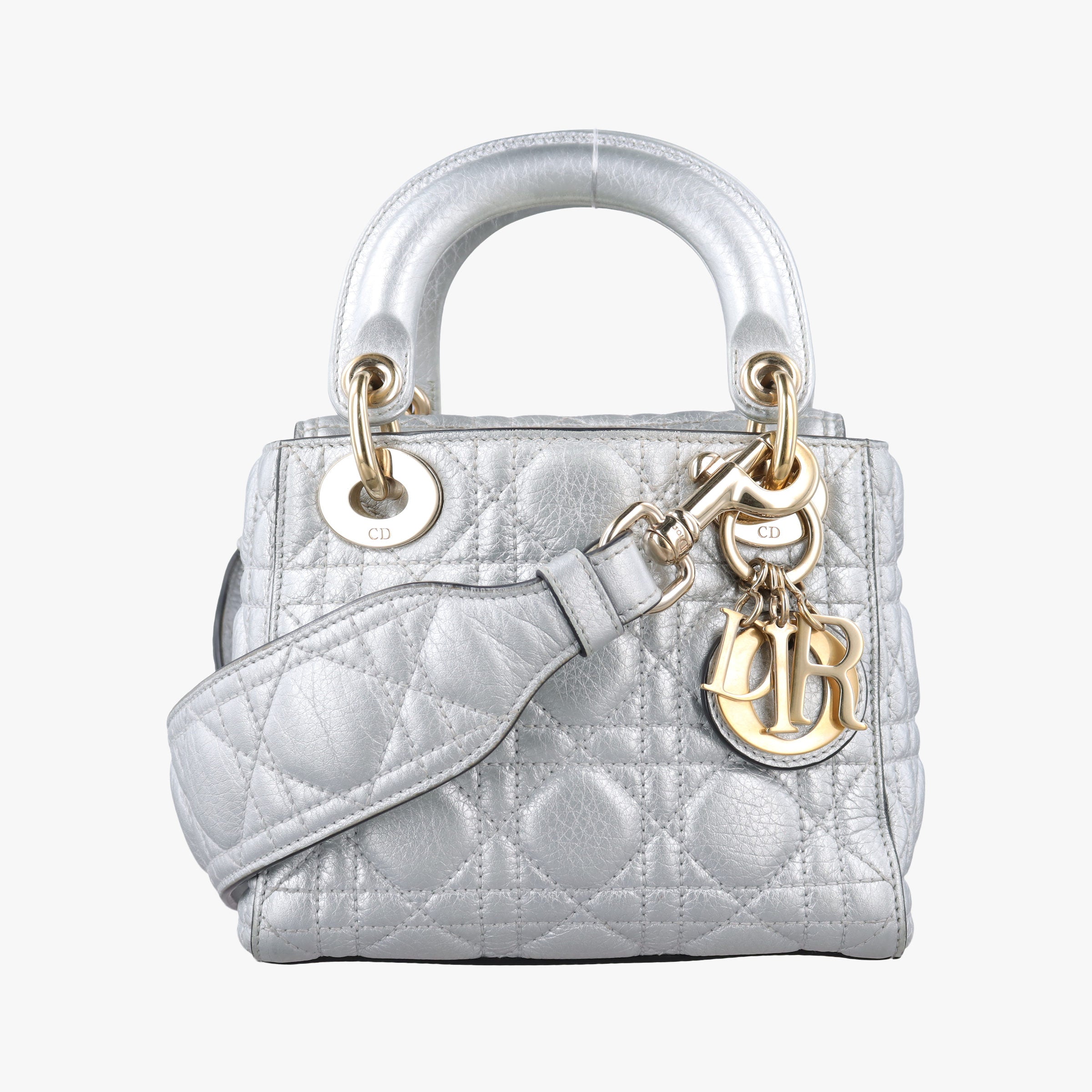 Lady Dior Silver lambskin 02-MA-0127レディディオール シルバー ラムスキン 02-MA-0127