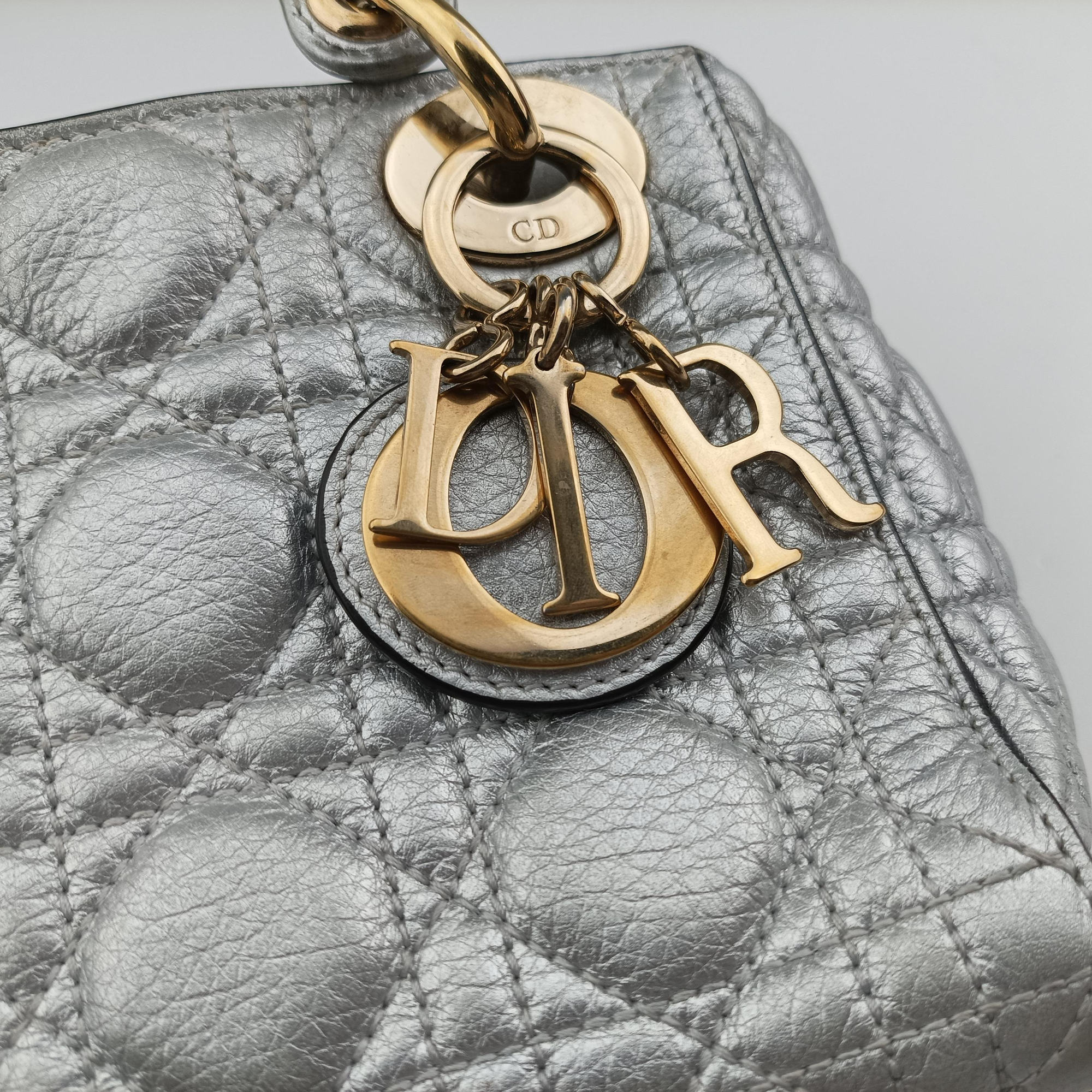 Lady Dior Silver lambskin 02-MA-0127レディディオール シルバー ラムスキン 02-MA-0127