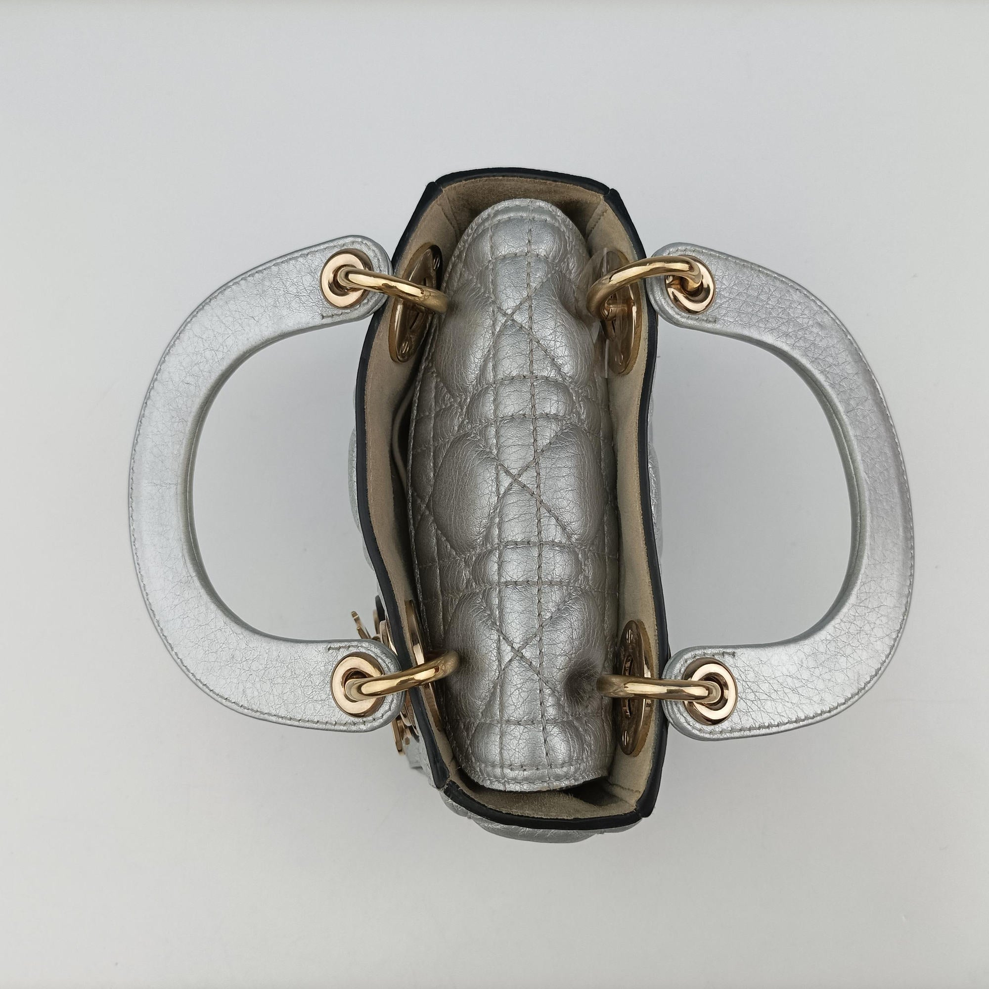 Lady Dior Silver lambskin 02-MA-0127レディディオール シルバー ラムスキン 02-MA-0127