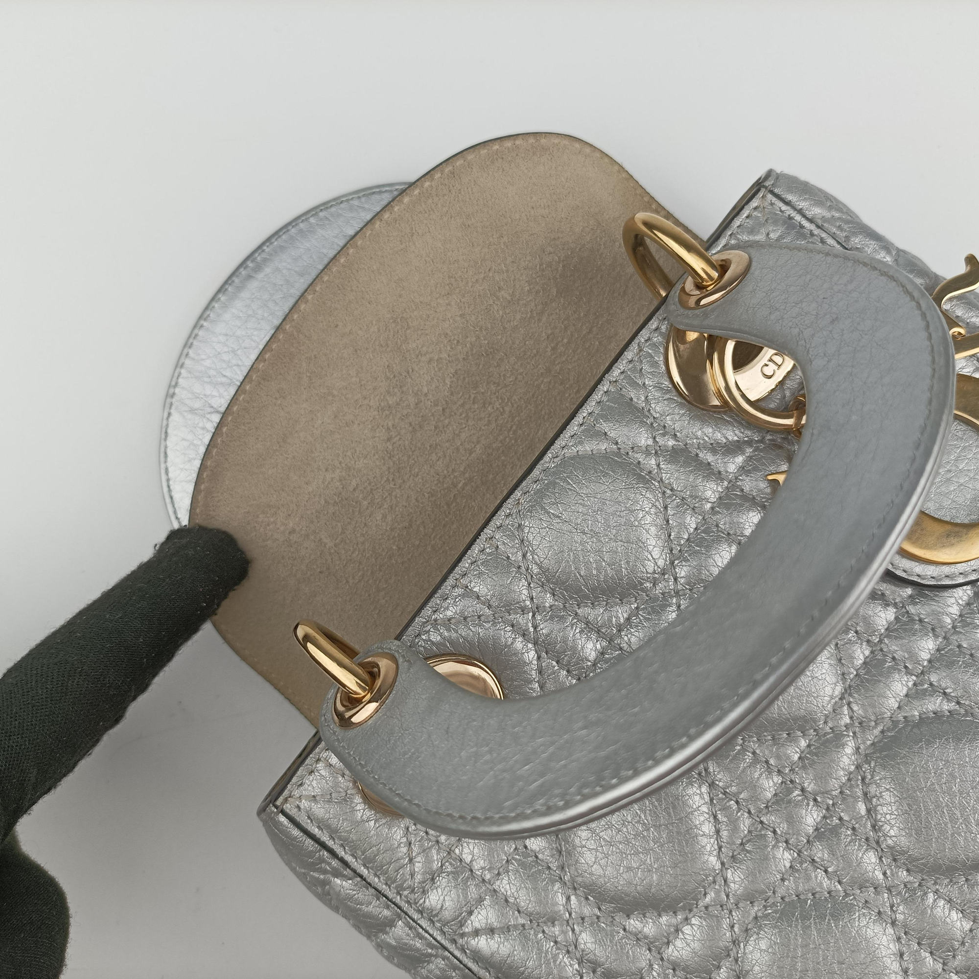 Lady Dior Silver lambskin 02-MA-0127レディディオール シルバー ラムスキン 02-MA-0127