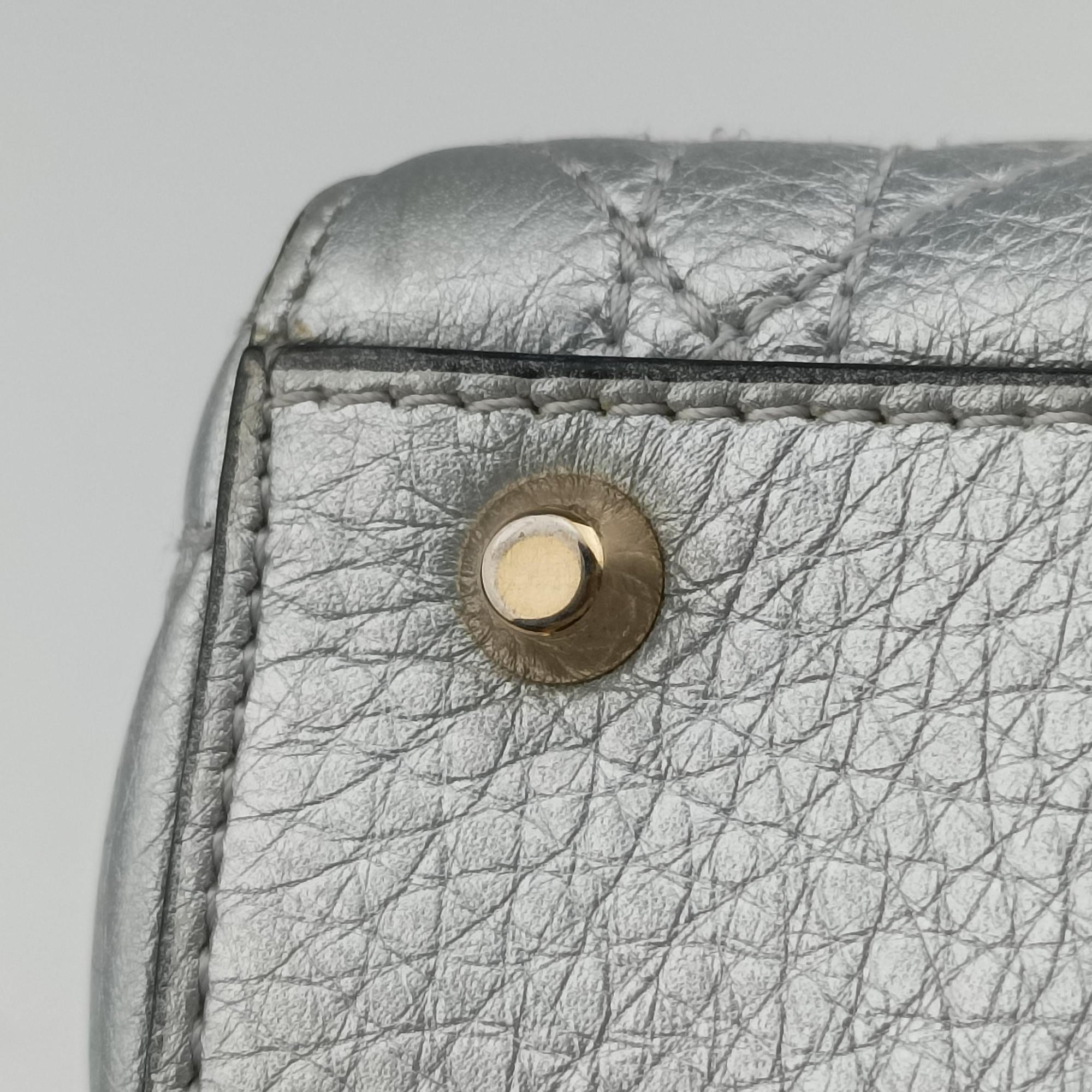 Lady Dior Silver lambskin 02-MA-0127レディディオール シルバー ラムスキン 02-MA-0127