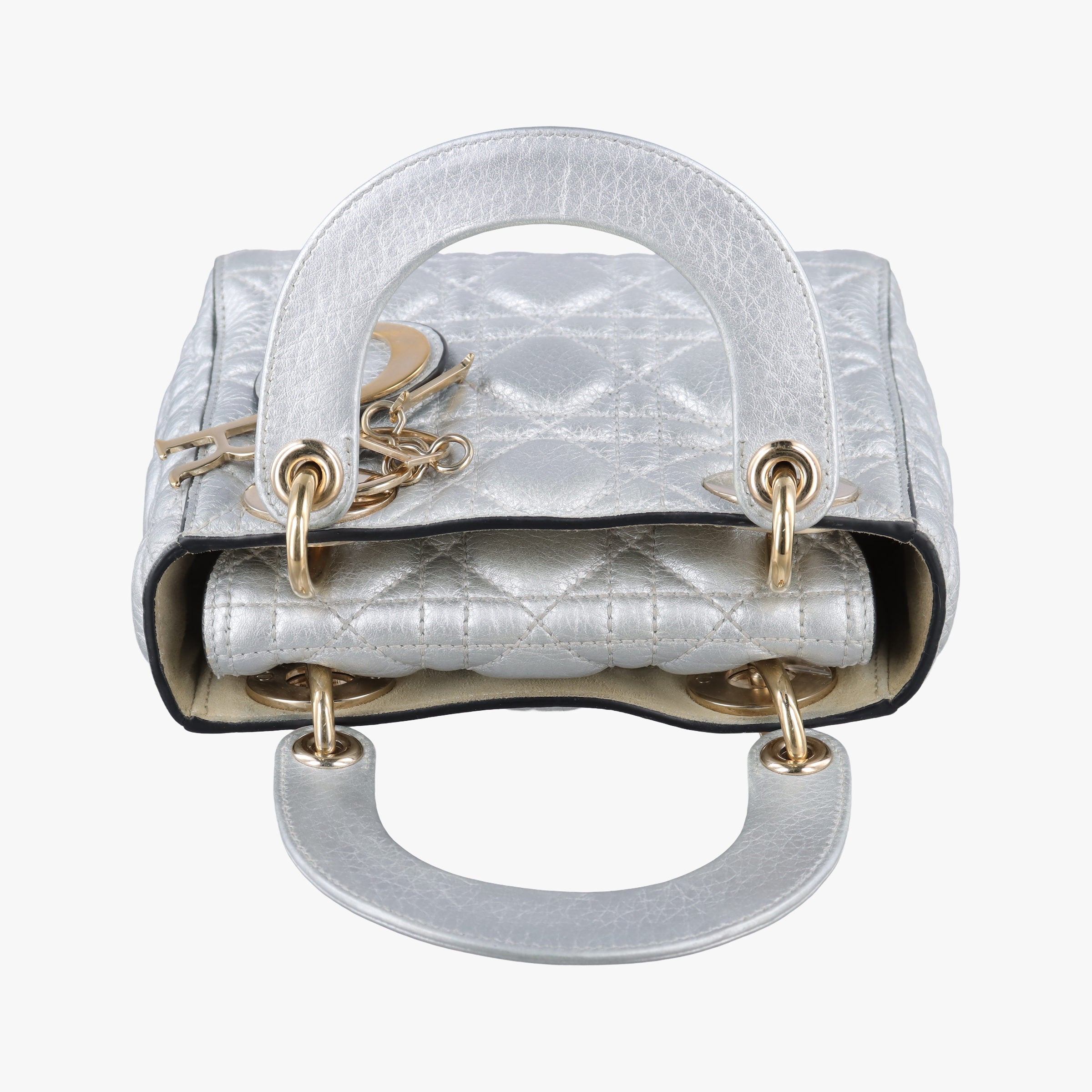 Lady Dior Silver lambskin 02-MA-0127レディディオール シルバー ラムスキン 02-MA-0127