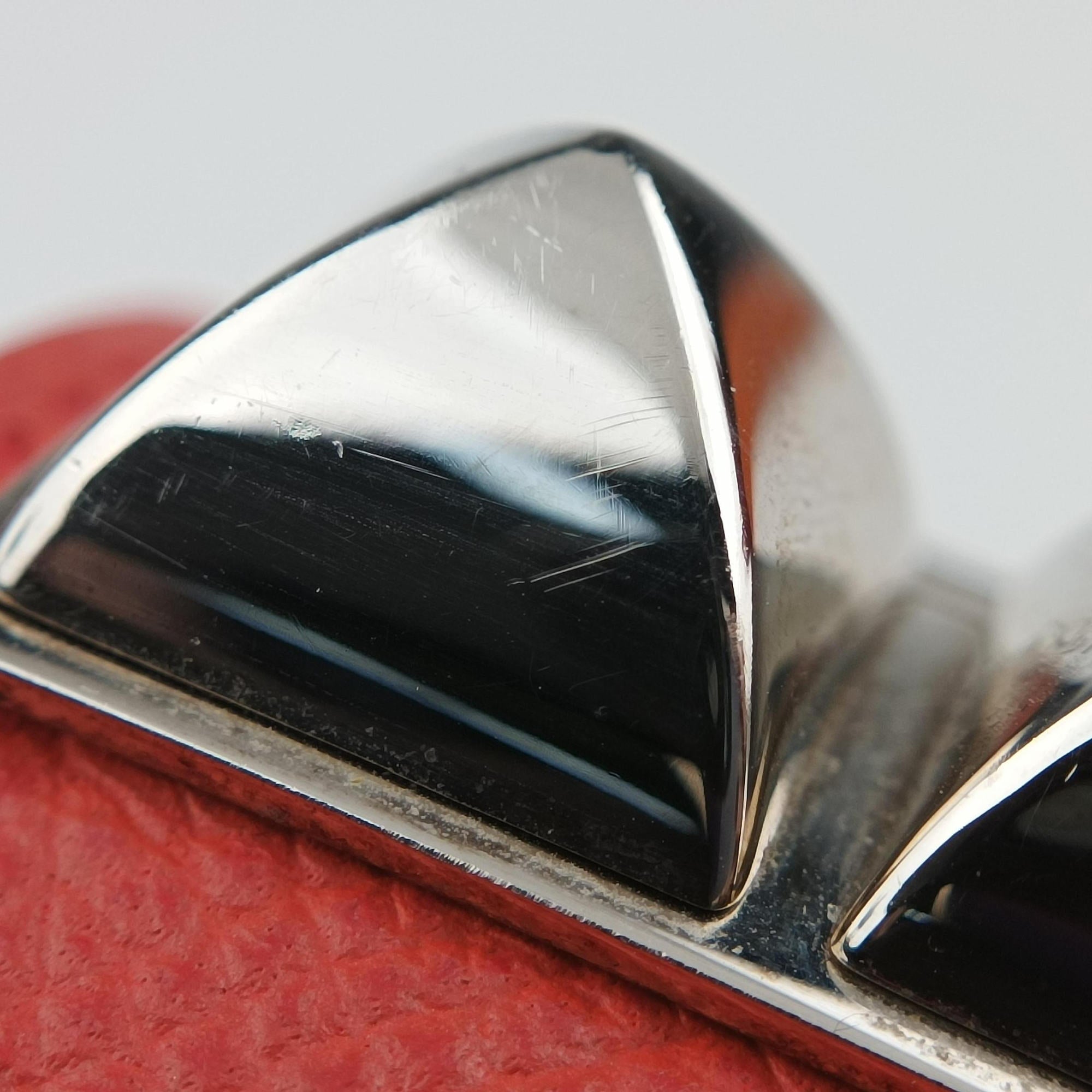 Collier de chien Red×silver Leather×GP S T ID 003コリエ ド シアン レッド×シルバー レザー×GP S T ID 003
