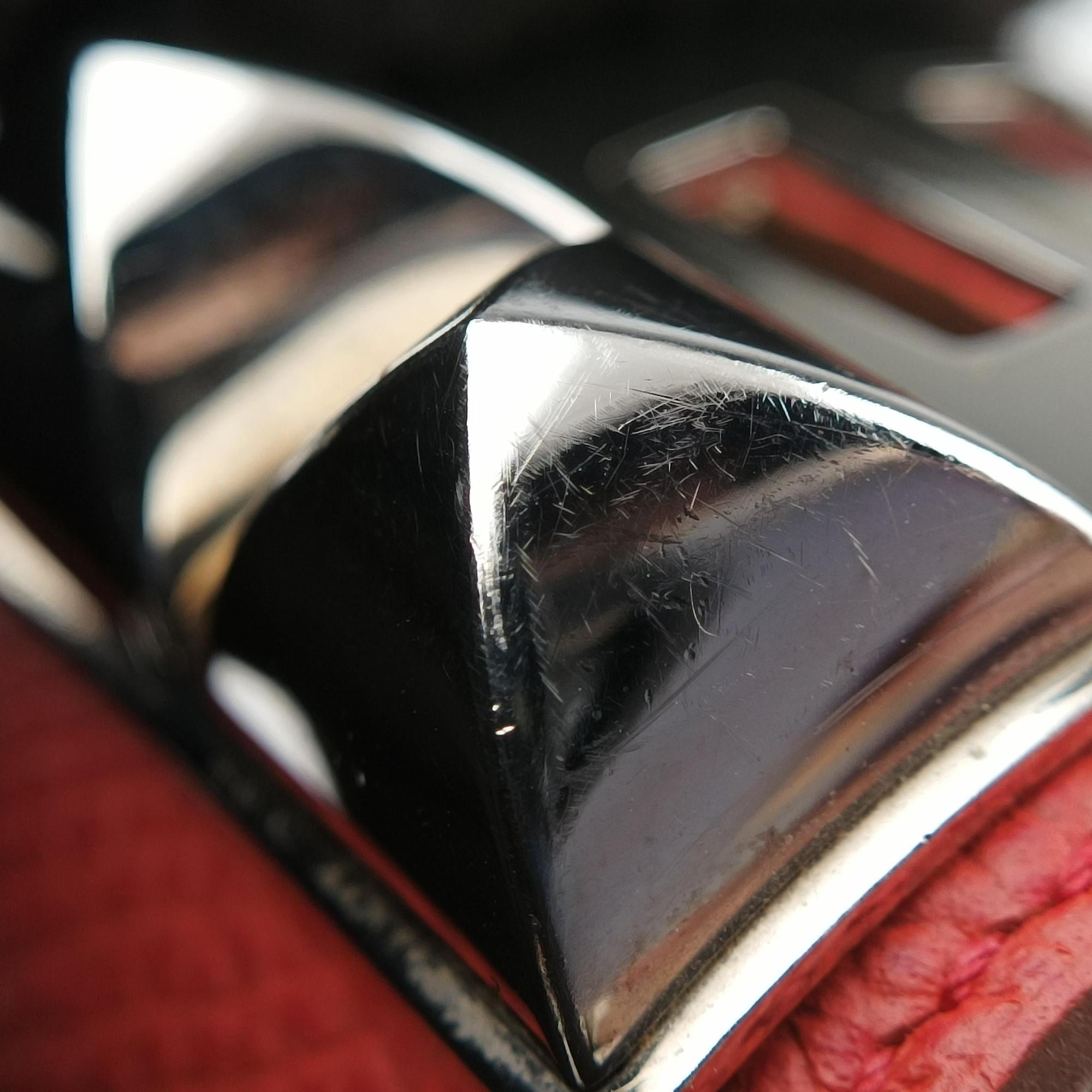 Collier de chien Red×silver Leather×GP S T ID 003コリエ ド シアン レッド×シルバー レザー×GP S T ID 003