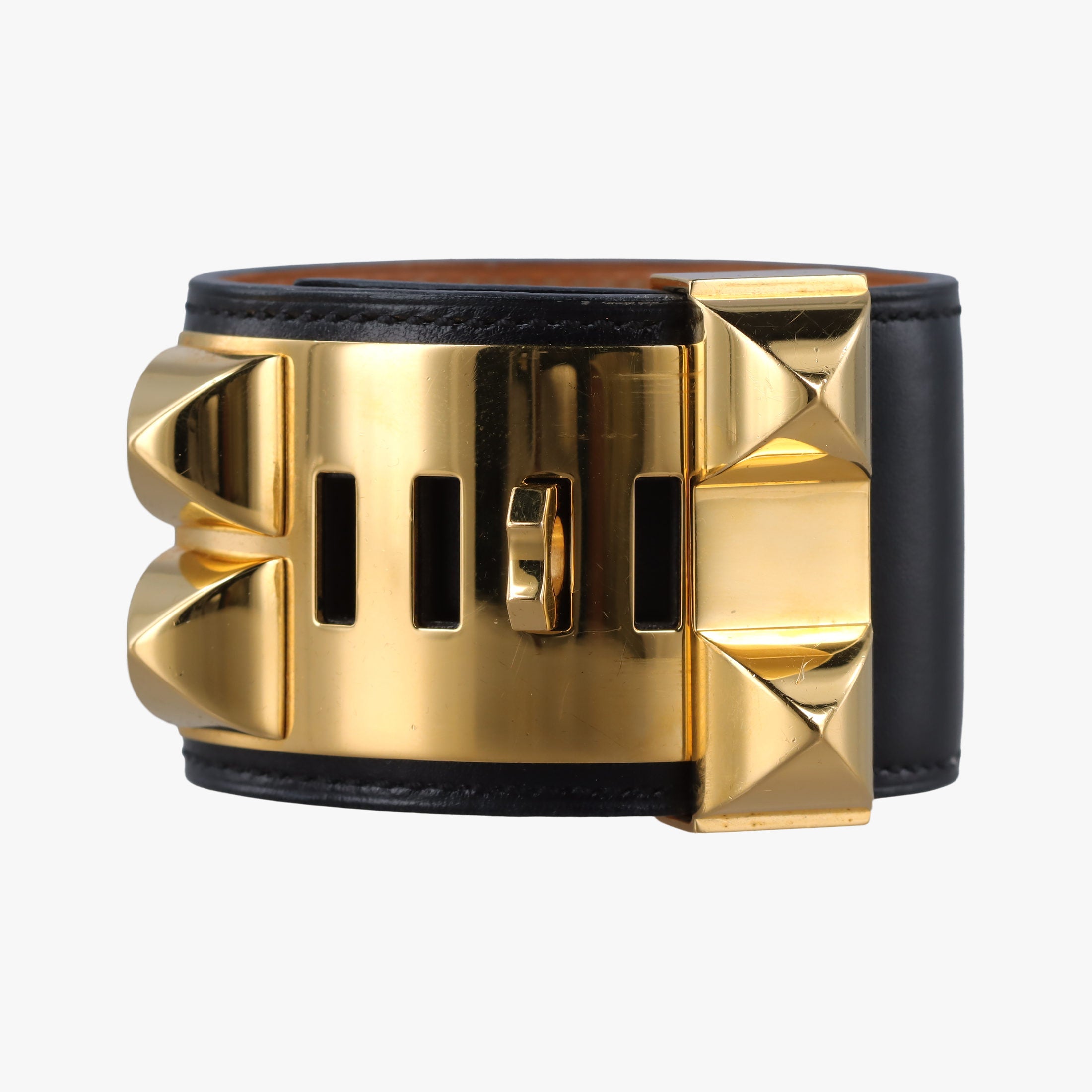 Collier de Chien Black×golden Leather × GP S T NM 010コリエ ド シアン ブラック×ゴールド レザー×GP S T NM 010