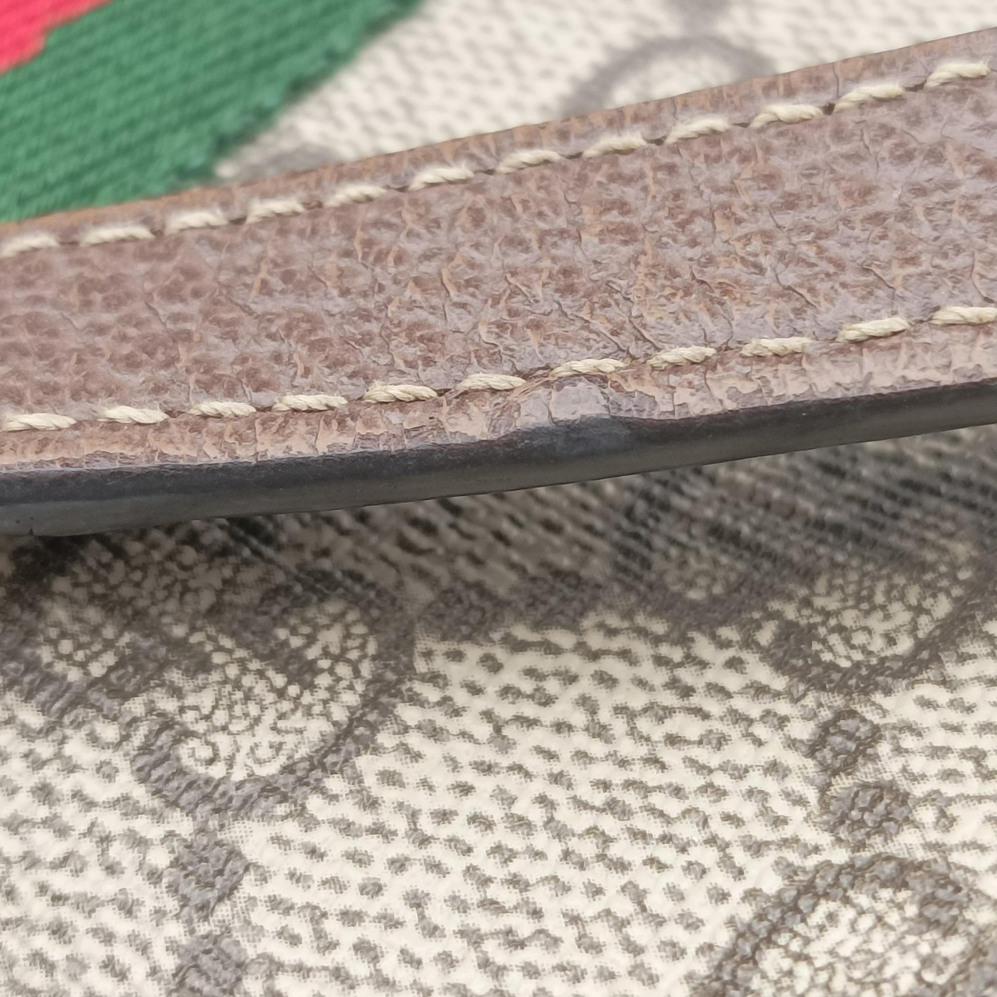OPHIDIA Brown×red×green PVC coated canvas×leather 517350 オフィディア ブラウン×レッド×グリーン PVCコーティングキャンバス×レザー 517350