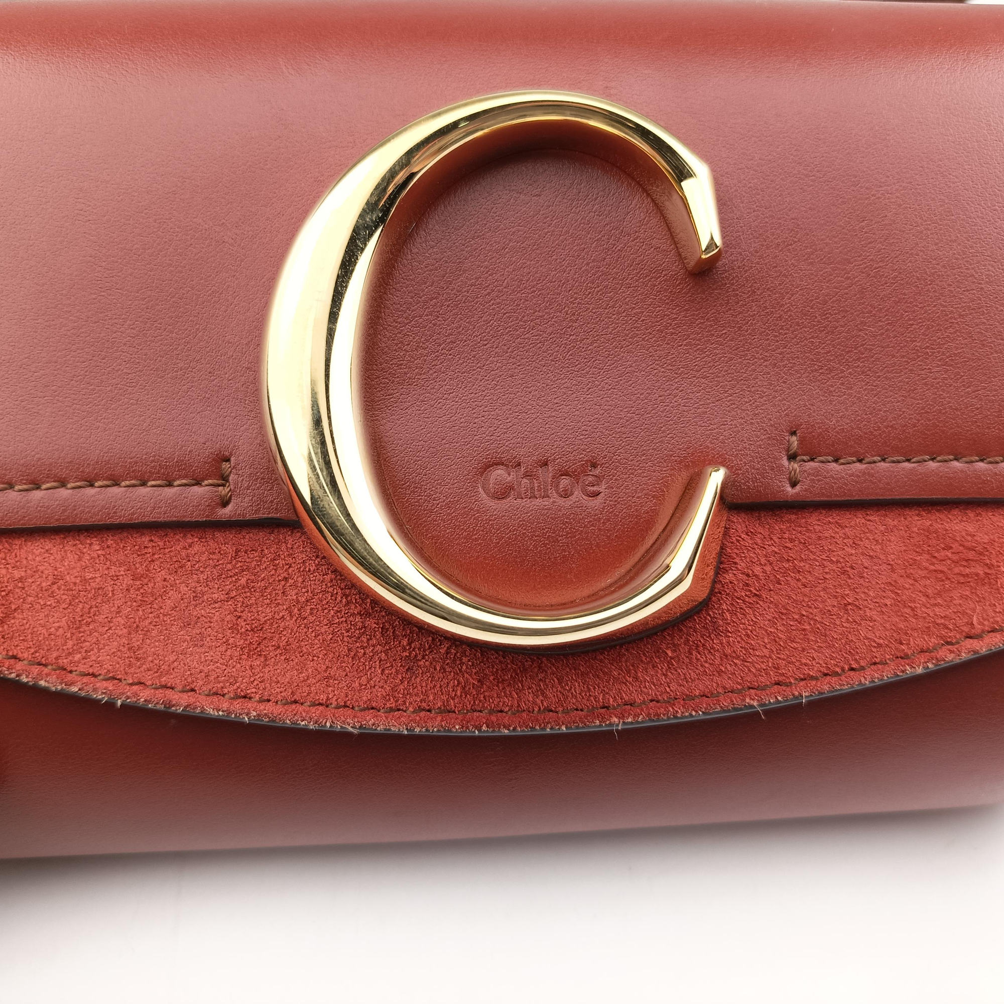 Chloe C Brown Leather × Suede 02-19-63-65クロエC ブラウン レザー×スエード 02-19-63-65