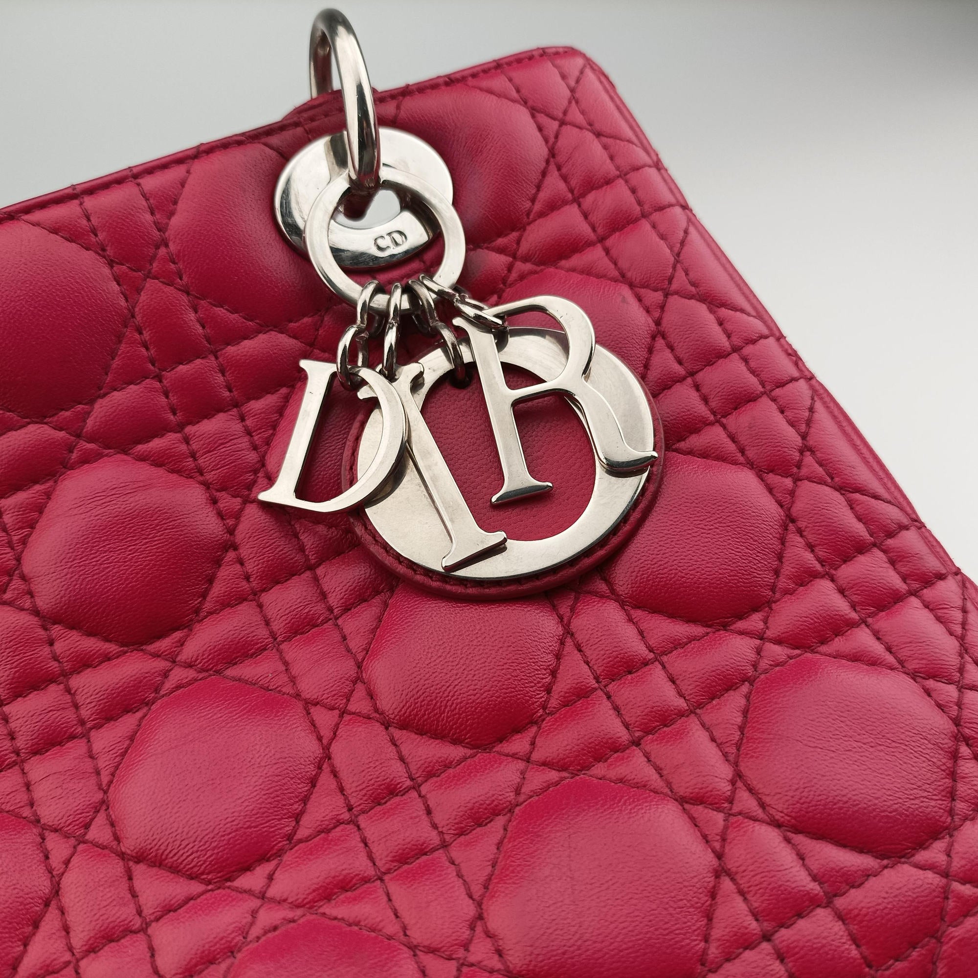 Lady Dior Rose lambskin 02-BN-1101レディディオール ローズ レッド ラムスキン 02-BN-1101
