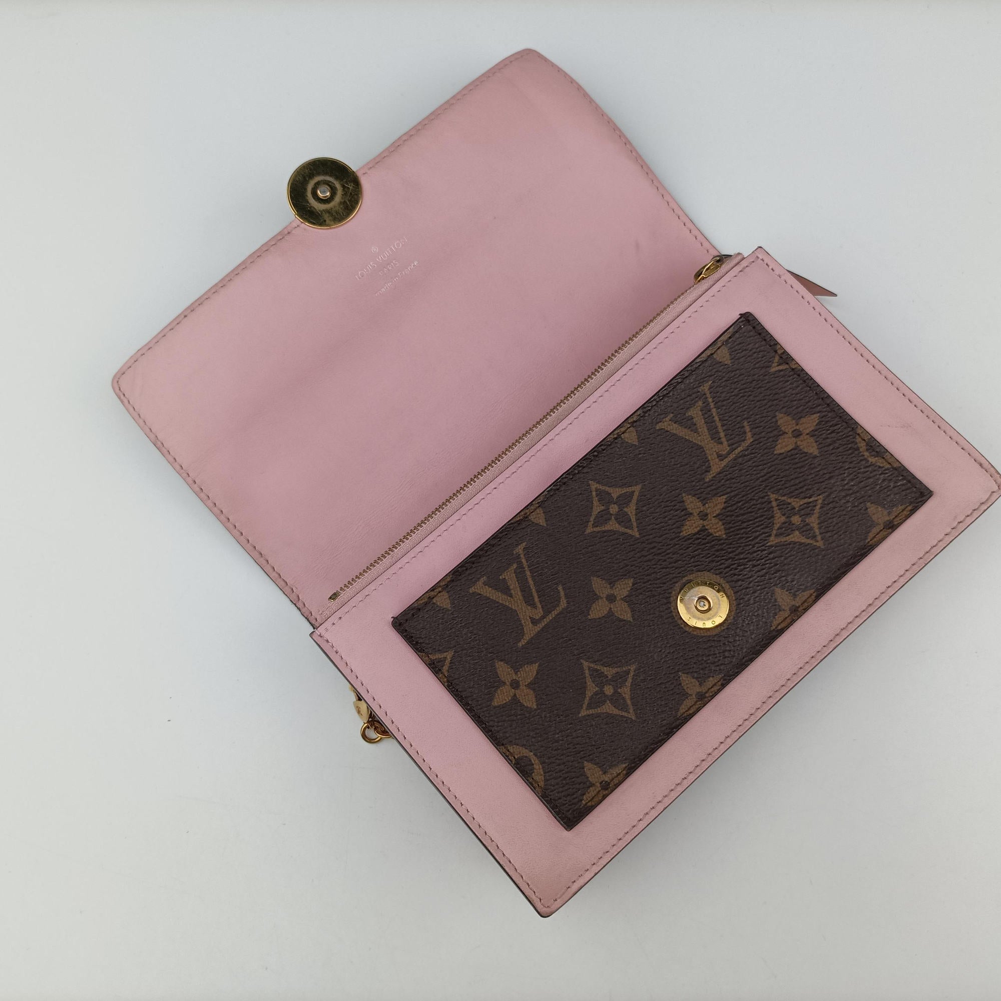 Portefeuille FLORE Chain brown×ROSE BALLERIN Monogram Canvas×calf leather M67405 SN0270ポルトフォイユ フロール チェーン モノグラム/ブラウン×ローズバレリーヌ モノグラムキャンバス×カーフレザー M67405 SN0270