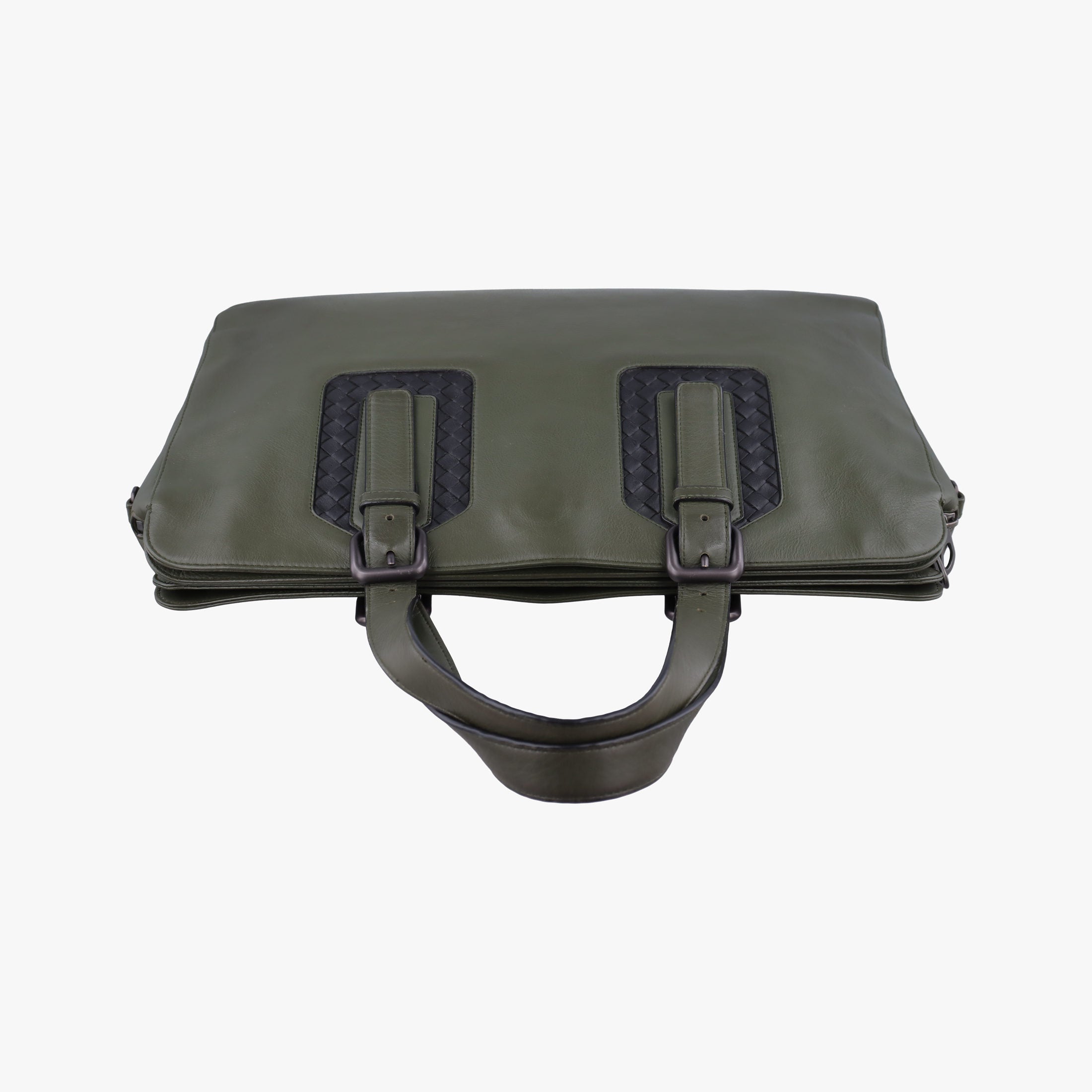 Intrecciato Green Leather B04809852Eイントレチャート グリーン レザー B04809852E