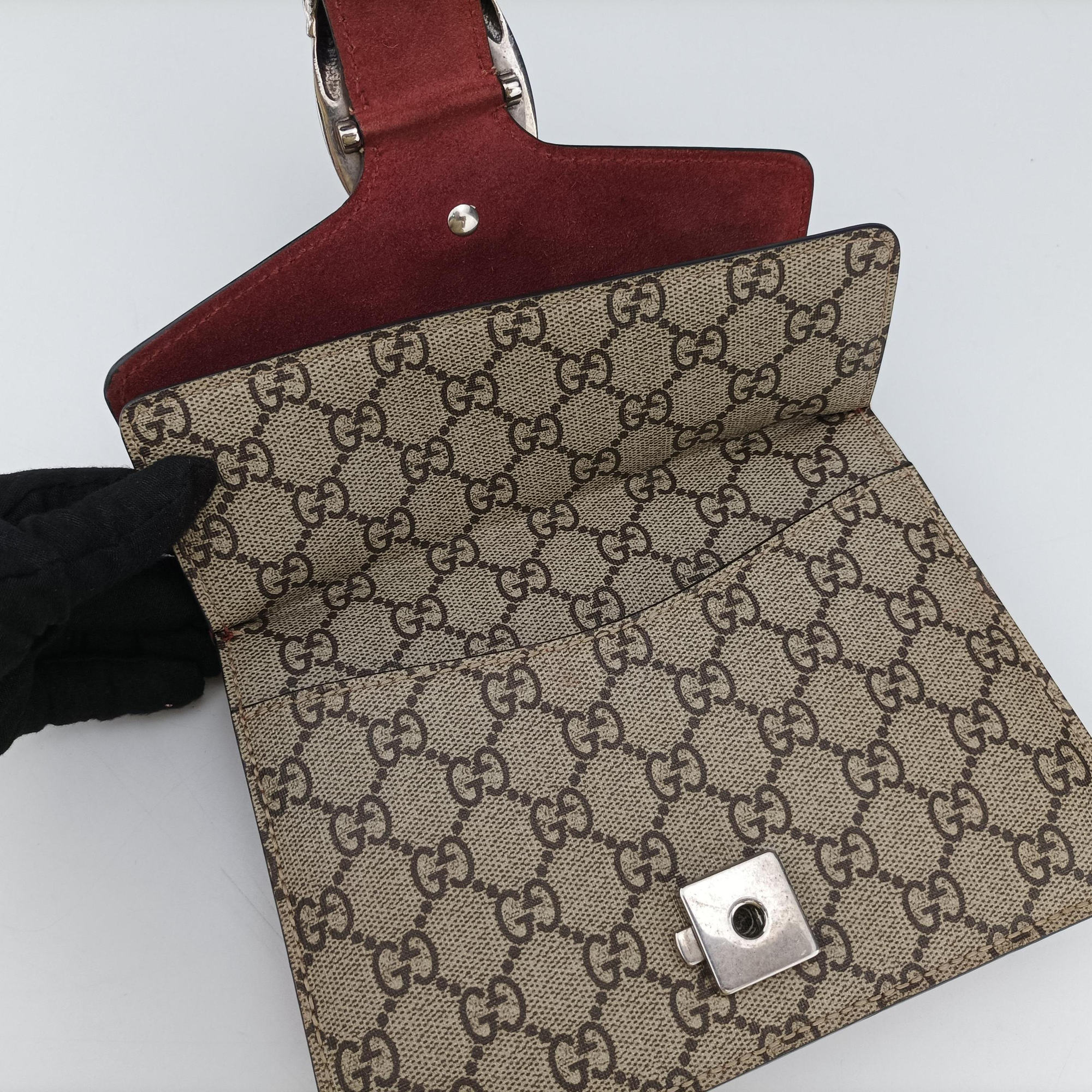 Dionysus beige×red×multicolor PVC coated canvas × suede 421970 A020276695ディオニュソス ベージュ×レッド×マルチカラー PVCコーティングキャンバス × スエード 421970 A020276695