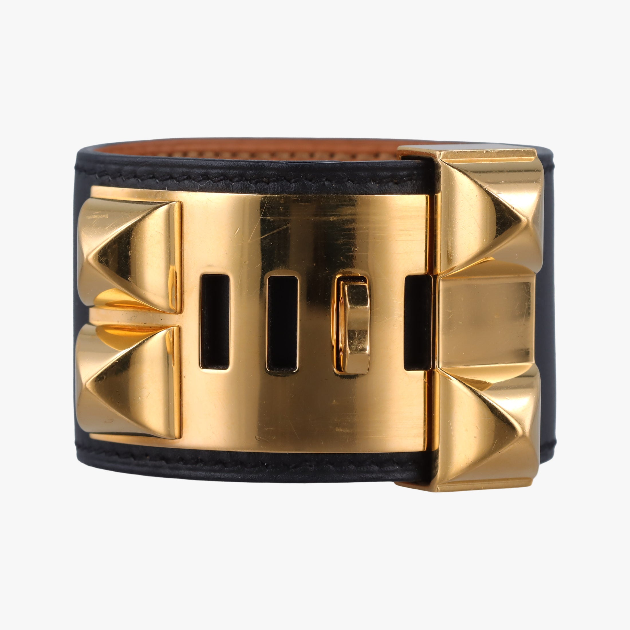 Collier de Chien Black×golden Leather × GP SI▢Qコリエ ド シアン ブラック×ゴールド レザー×GP SI▢Q