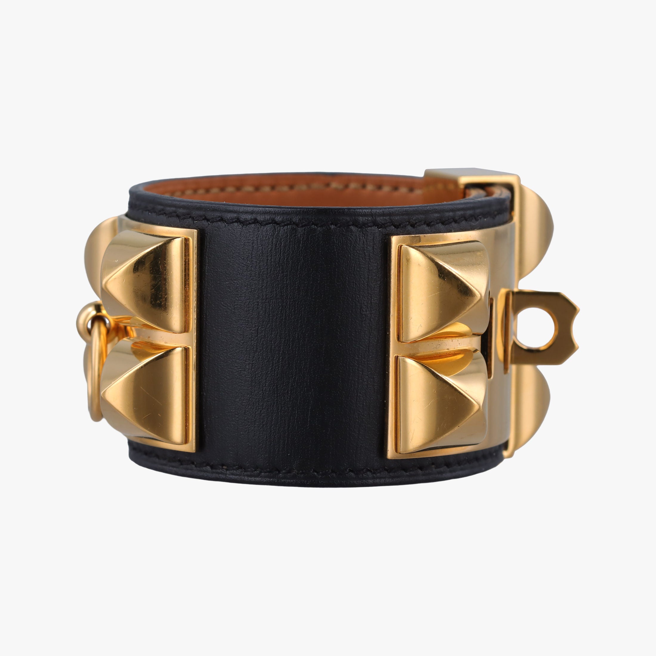 Collier de Chien Black×golden Leather × GP SI▢Qコリエ ド シアン ブラック×ゴールド レザー×GP SI▢Q