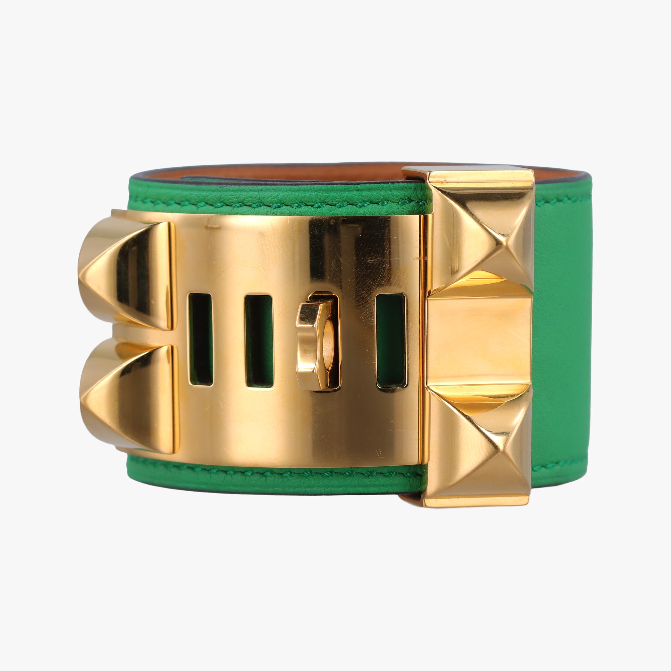 Collier de chien Green×golden Leather × GP P▢ SIコリエ ド シアン グリーン×ゴールド レザー×GP P▢ SI