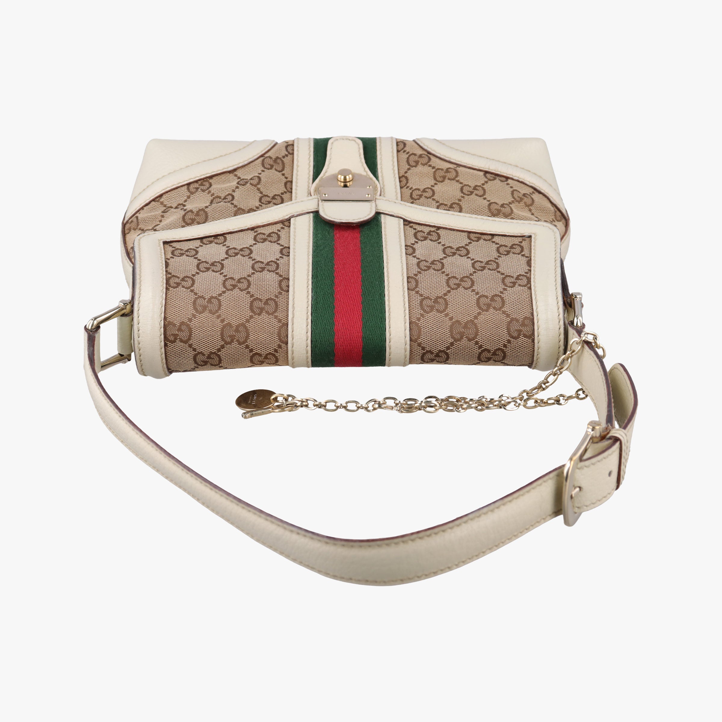 Web Treasure Flap White×Multicolour Leather×Canvas 145999 ウェブ トレジャー フラップ ホワイト レザー×キャンバス 145999