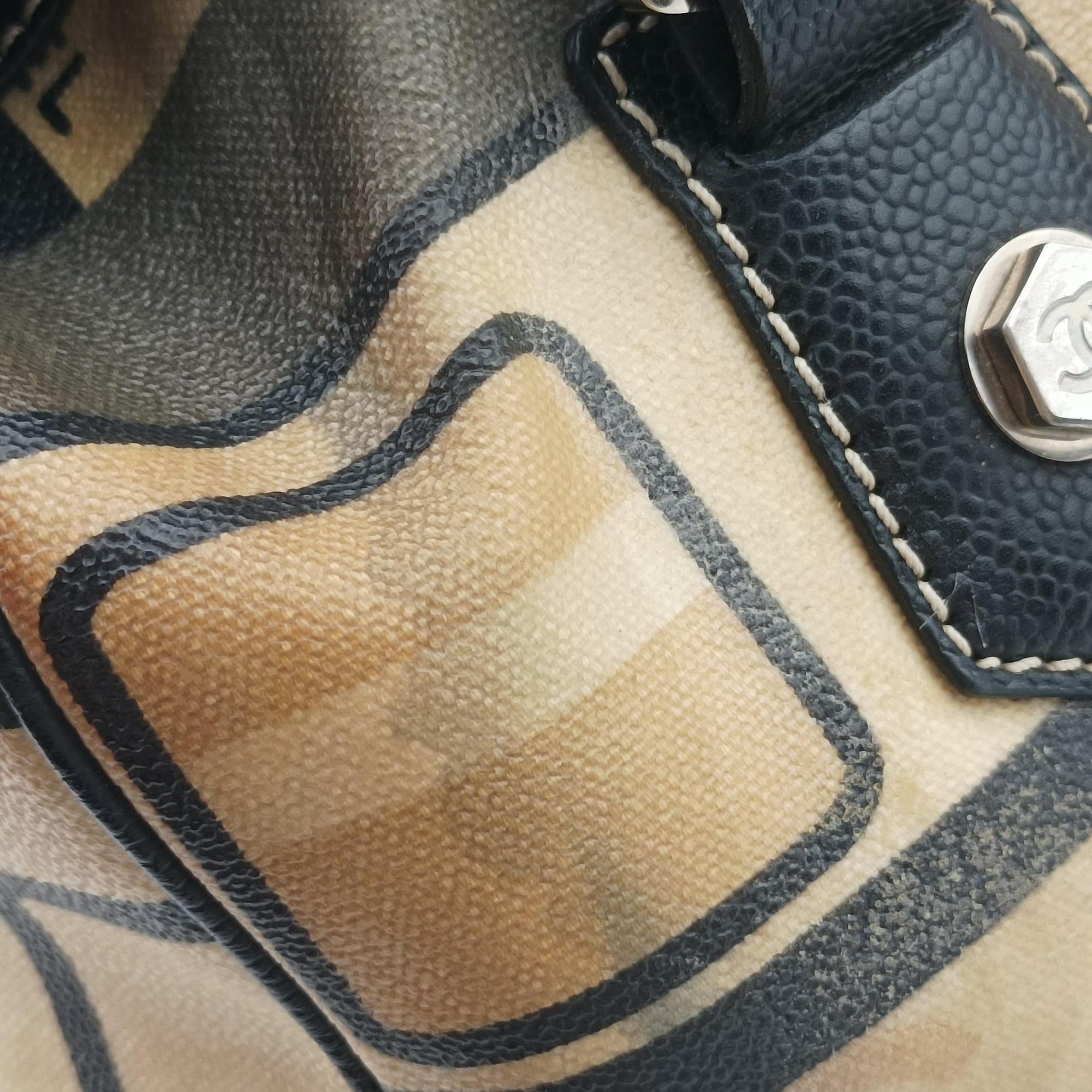 31 Rue Cambon Graffiti Mini Boston Beige × Black Coated Canvas 1103321331ルカンボン グラフィティ ミニボストン ベージュ × ブラック コーティングキャンバス 11033213