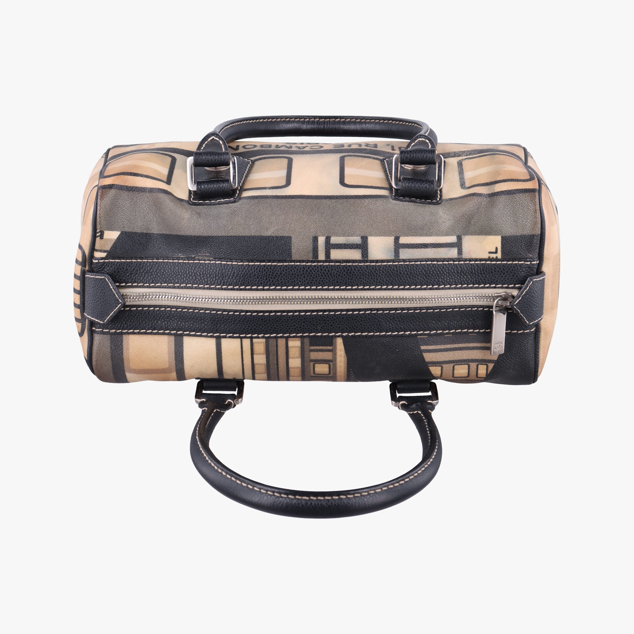 31 Rue Cambon Graffiti Mini Boston Beige × Black Coated Canvas 1103321331ルカンボン グラフィティ ミニボストン ベージュ × ブラック コーティングキャンバス 11033213