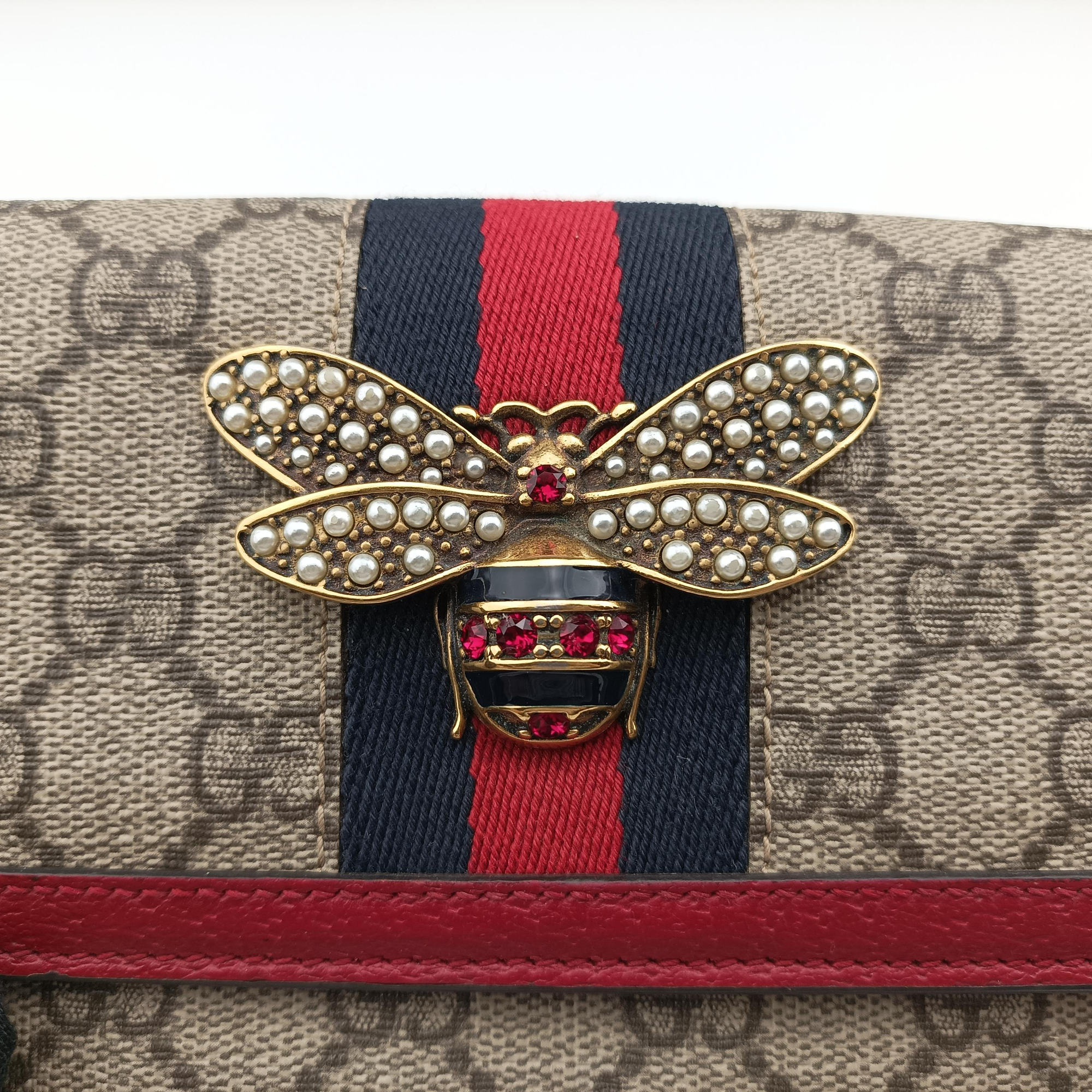 Queen Margaret Beige×Red×Navy PVC coated canvas×leather 476079 クィーンマーガレット ベージュ×レッド×ネイビー PVCコーティングキャンバス×レザー 476079