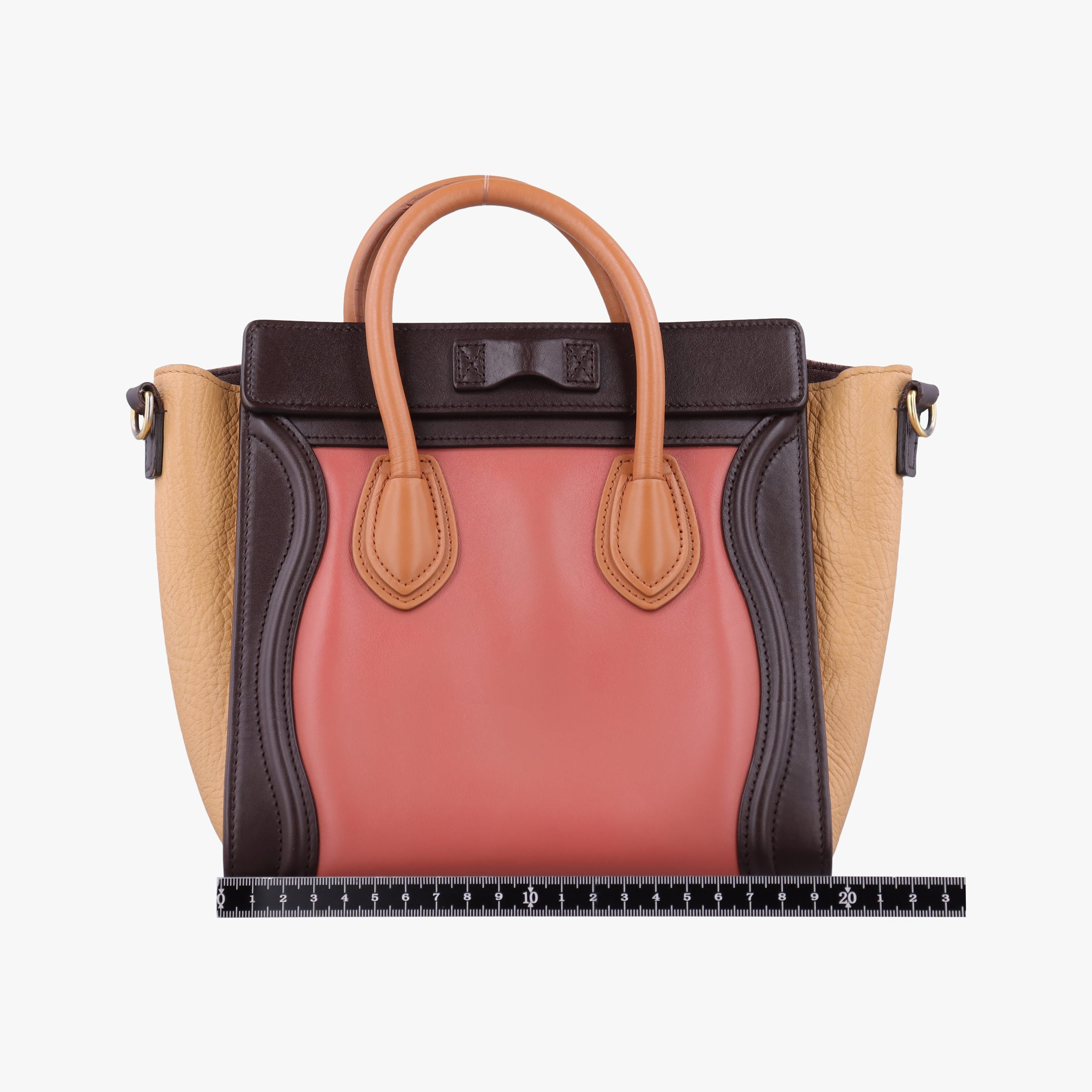 luggage nano shopper Pink beige×brown×black Leather F-CU-1185ラゲージナノショッパー ピンクベージュ×ブラウン×ブラック レザー F-CU-1185