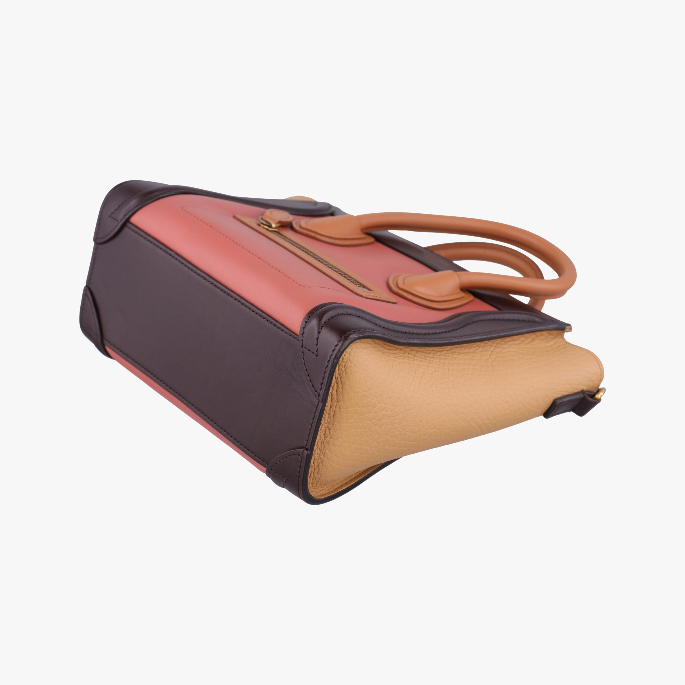 luggage nano shopper Pink beige×brown×black Leather F-CU-1185ラゲージナノショッパー ピンクベージュ×ブラウン×ブラック レザー F-CU-1185