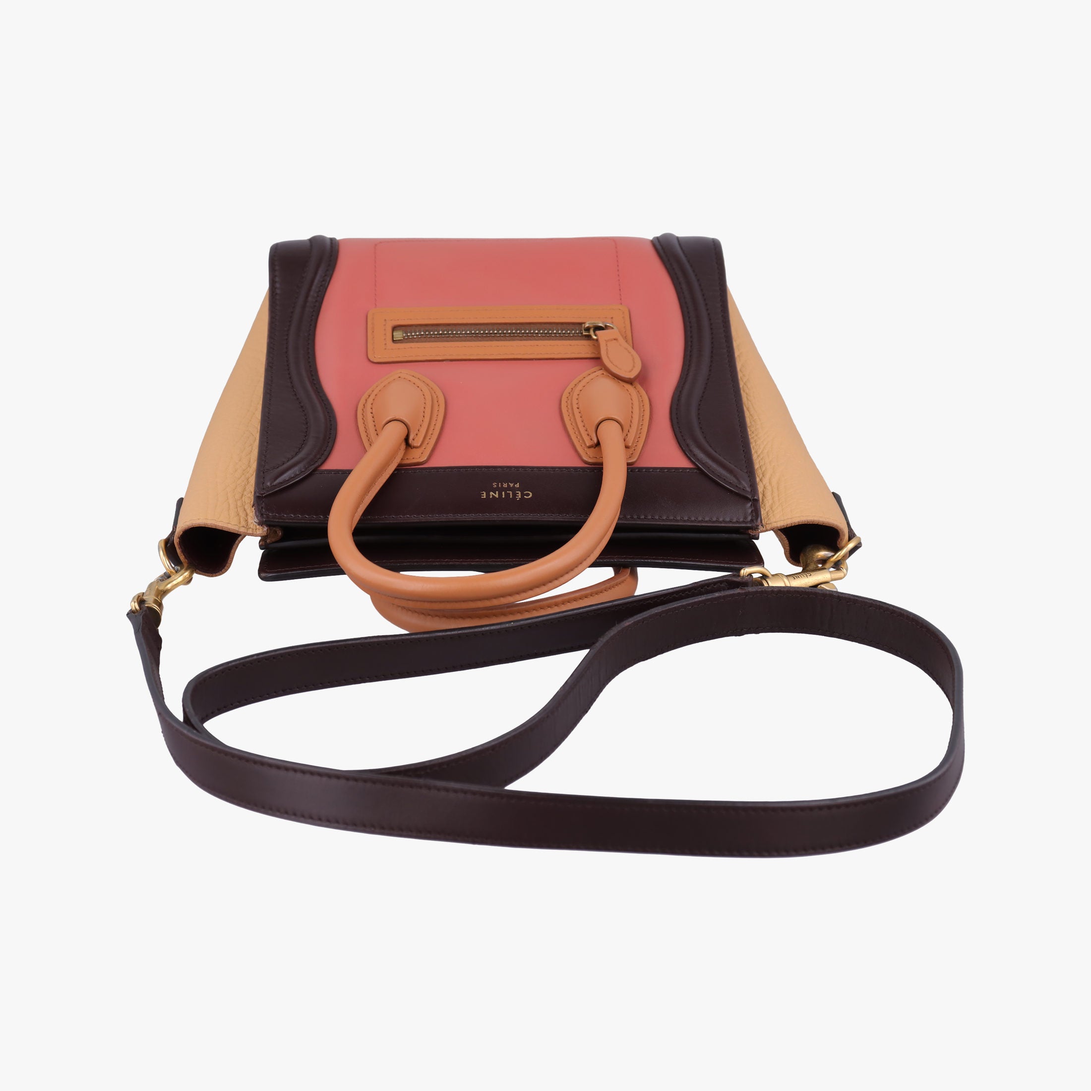 luggage nano shopper Pink beige×brown×black Leather F-CU-1185ラゲージナノショッパー ピンクベージュ×ブラウン×ブラック レザー F-CU-1185