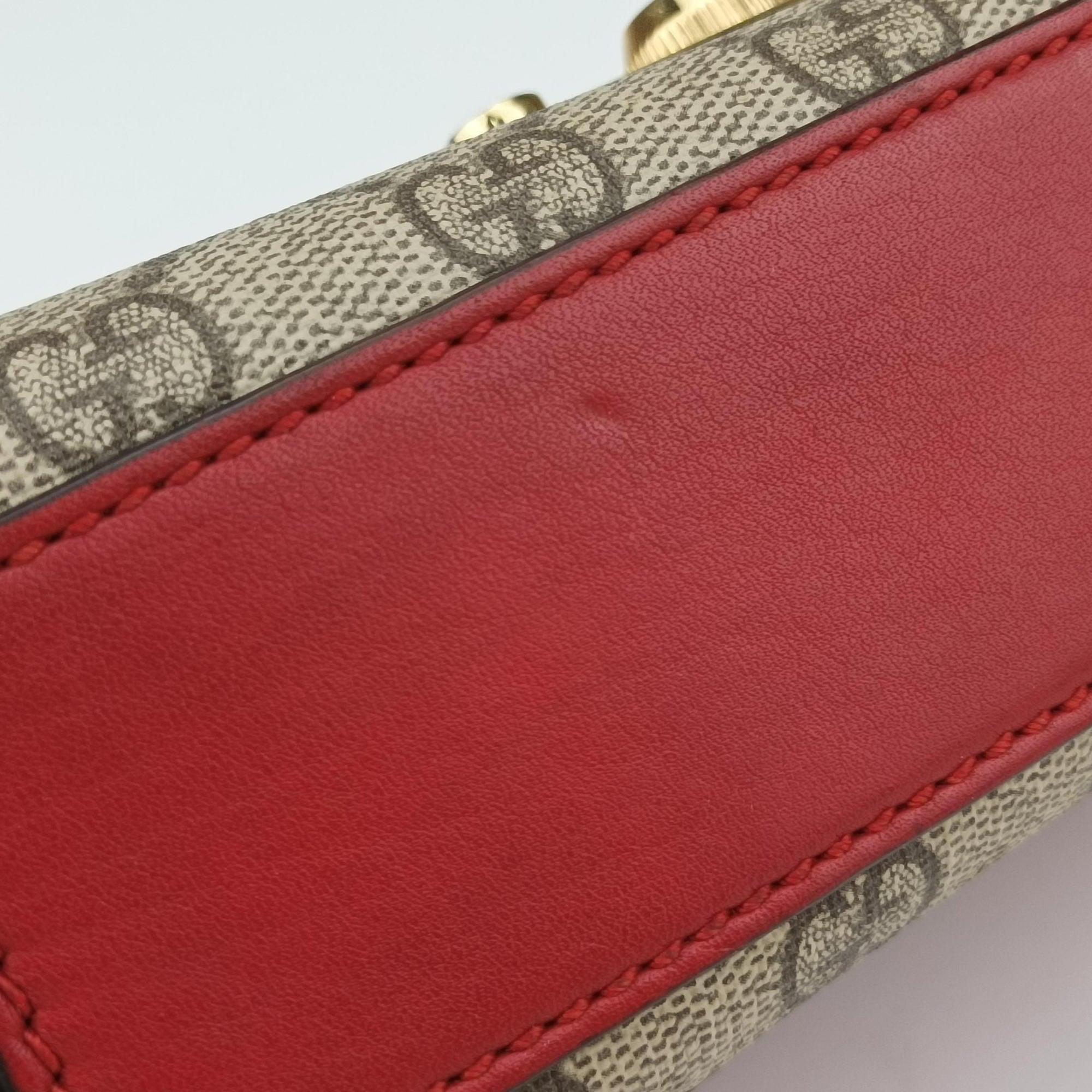 Padlock beige×red×pink PVC coated canvas×Leather 409487 H018683326パドロック ベージュ×レッド×ピンク PVCコーティングキャンバス×レザー 409487 H018683326