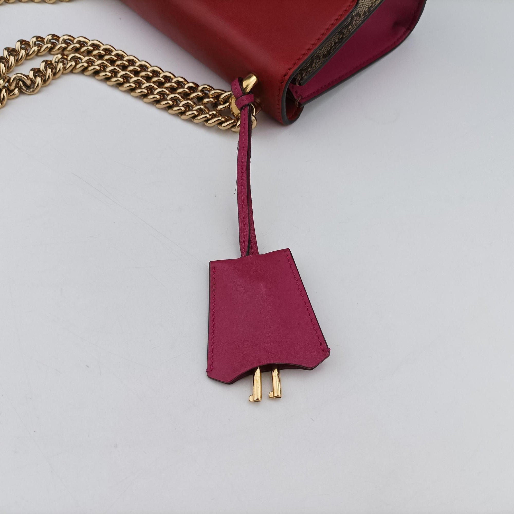 Padlock beige×red×pink PVC coated canvas×Leather 409487 H018683326パドロック ベージュ×レッド×ピンク PVCコーティングキャンバス×レザー 409487 H018683326