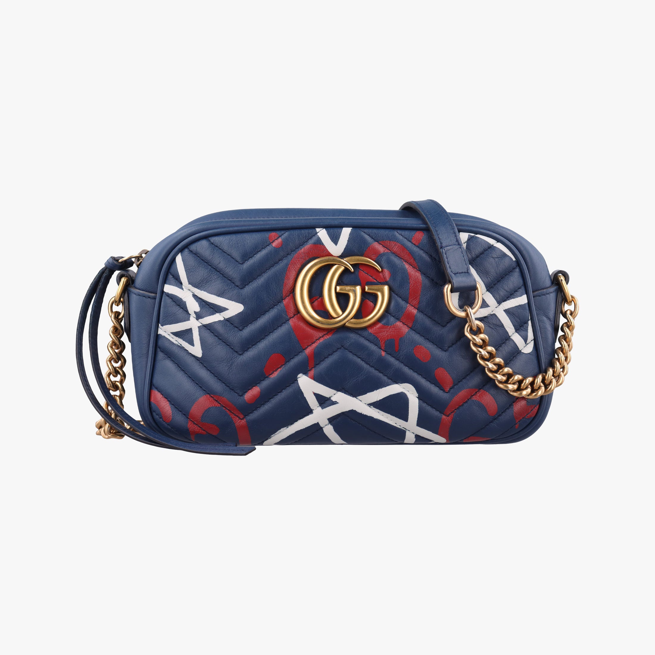 GG Marmont navy×Multicolour Leather 447632 C020665521GGマーモント ネイビー×マルチカラー レザー 447632 C020665521