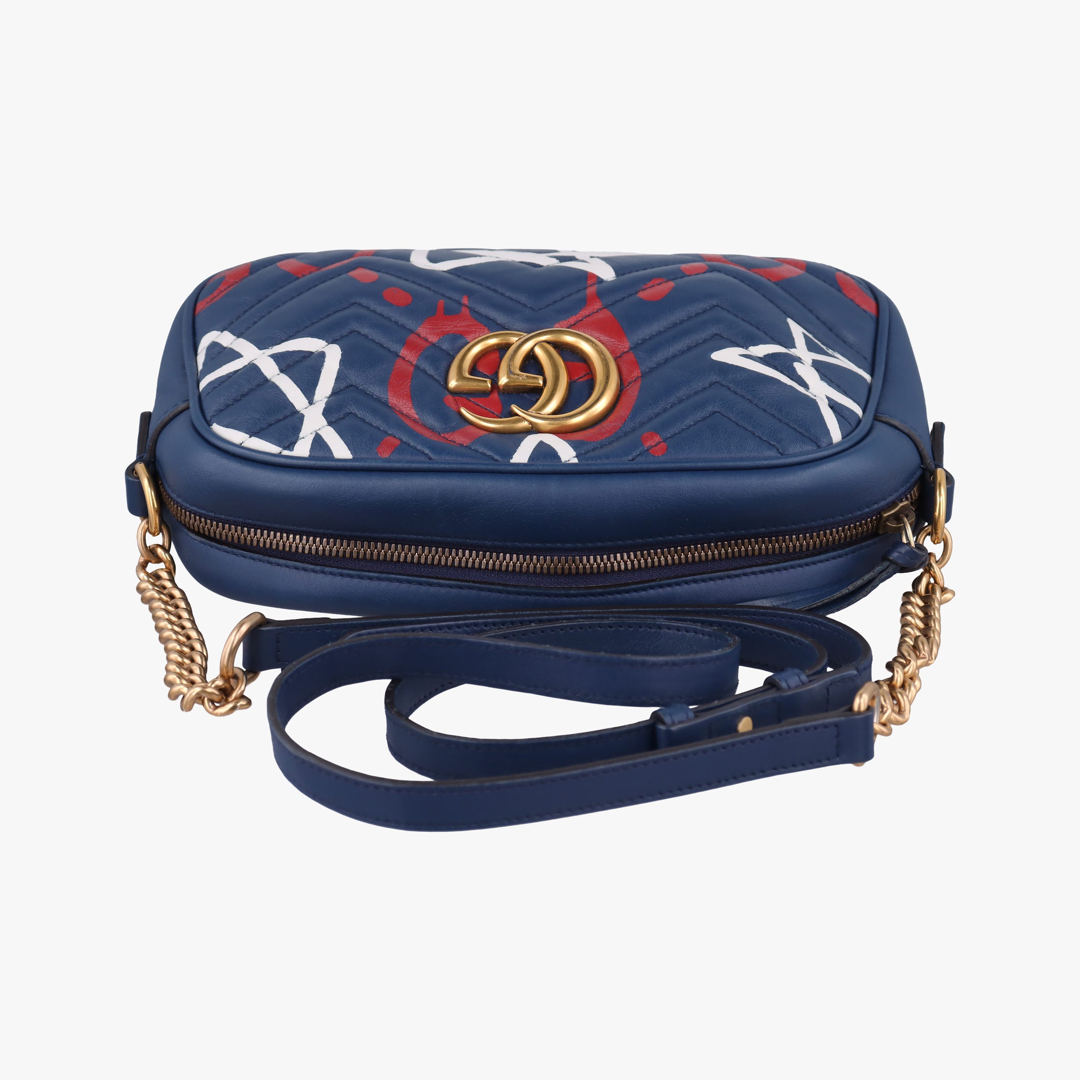 GG Marmont navy×Multicolour Leather 447632 C020665521GGマーモント ネイビー×マルチカラー レザー 447632 C020665521