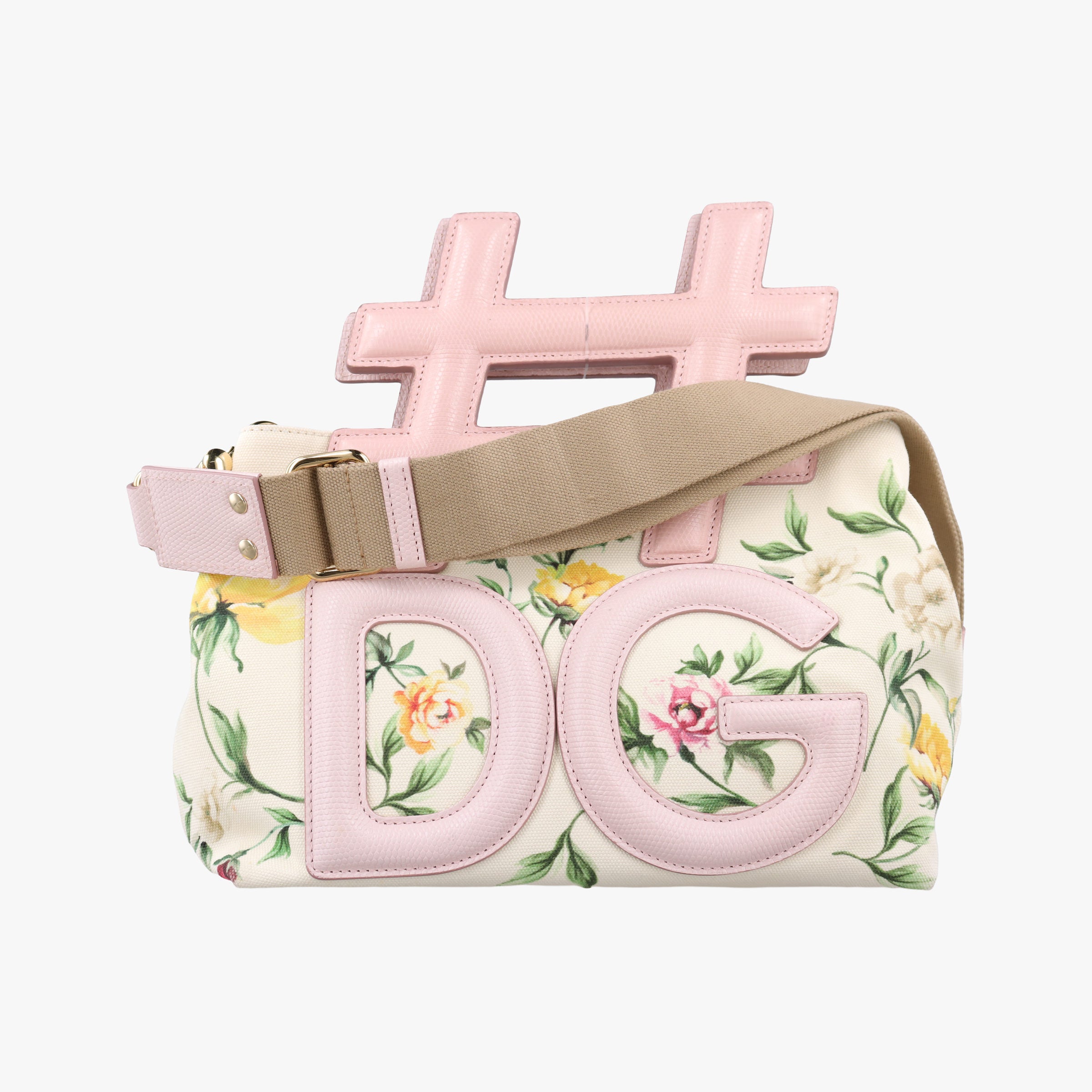 Floral Print Instabag White x Multicolor Canvas x Leather 40フローラルプリント インスタバッグ ホワイトxマルチカラー キャンバス×レザー 40