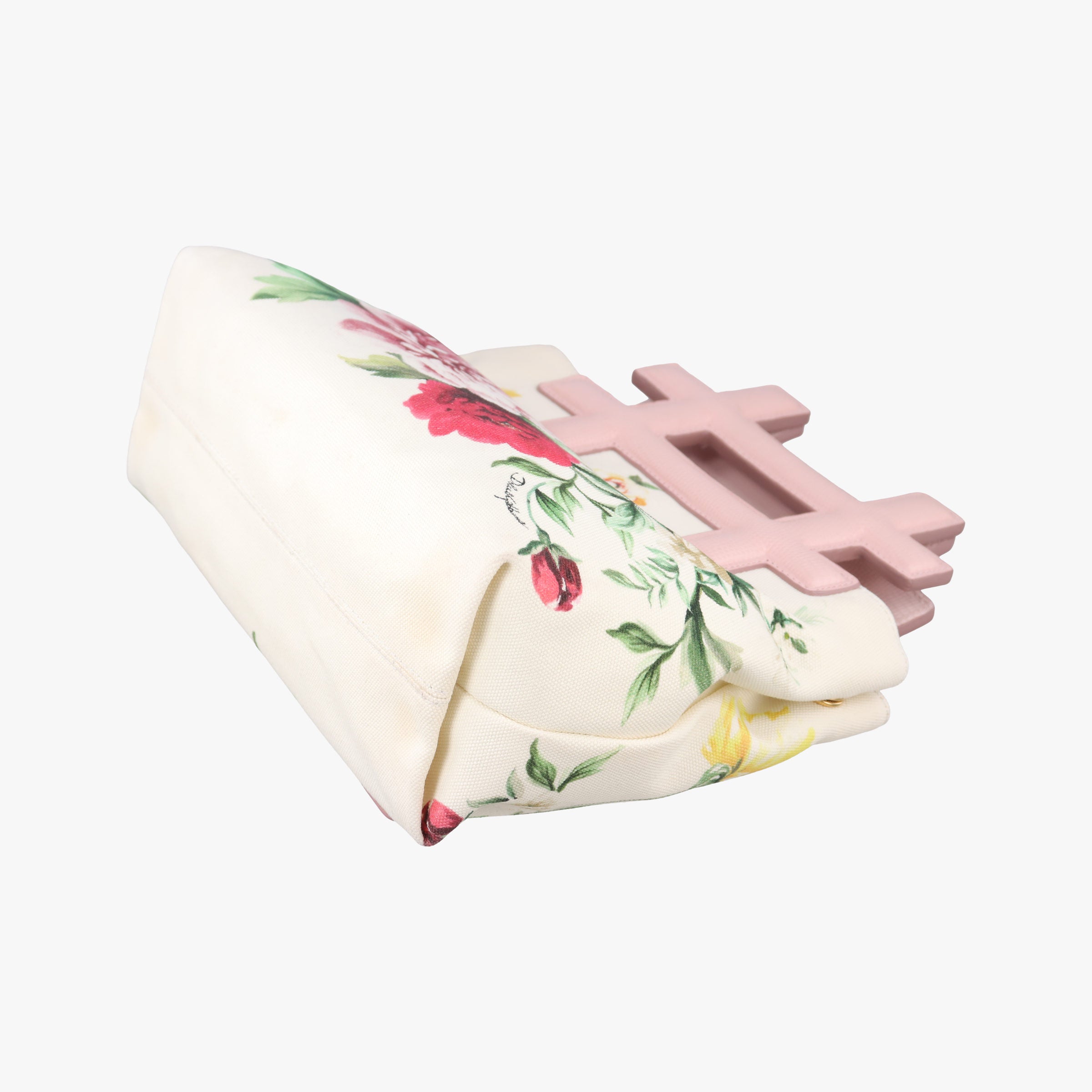 Floral Print Instabag White x Multicolor Canvas x Leather 40フローラルプリント インスタバッグ ホワイトxマルチカラー キャンバス×レザー 40