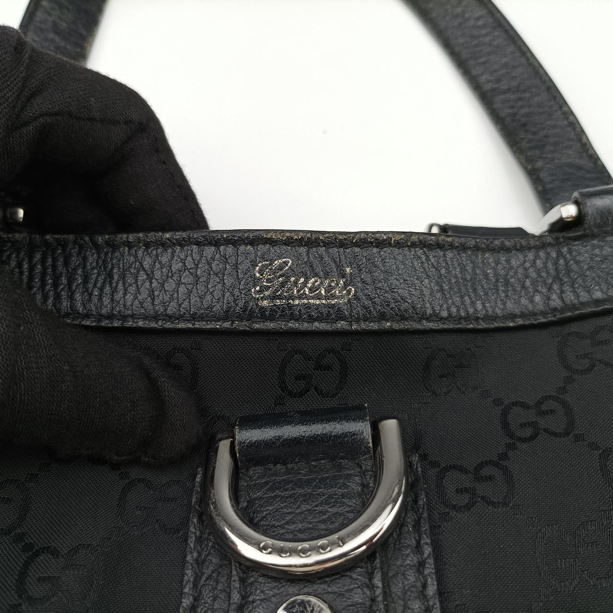 Abbey Black Canvas × Leather 293580 H011608127アビー ブラック キャンバス x レザー 293580 H011608127