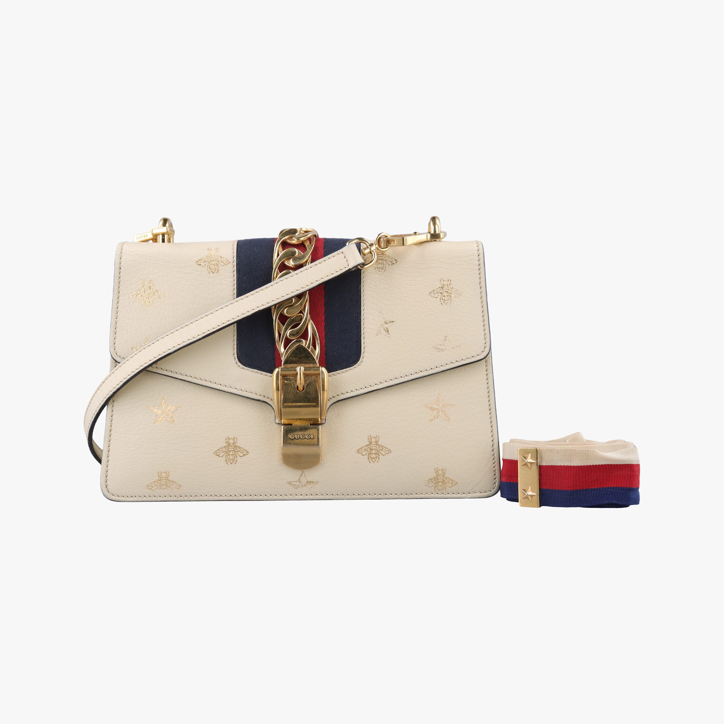 Sylvie Ivory×Navy×Red Leather 524405 G027782298シルヴィ アイボリー×ネイビー×レッド レザー 524405 G027782298