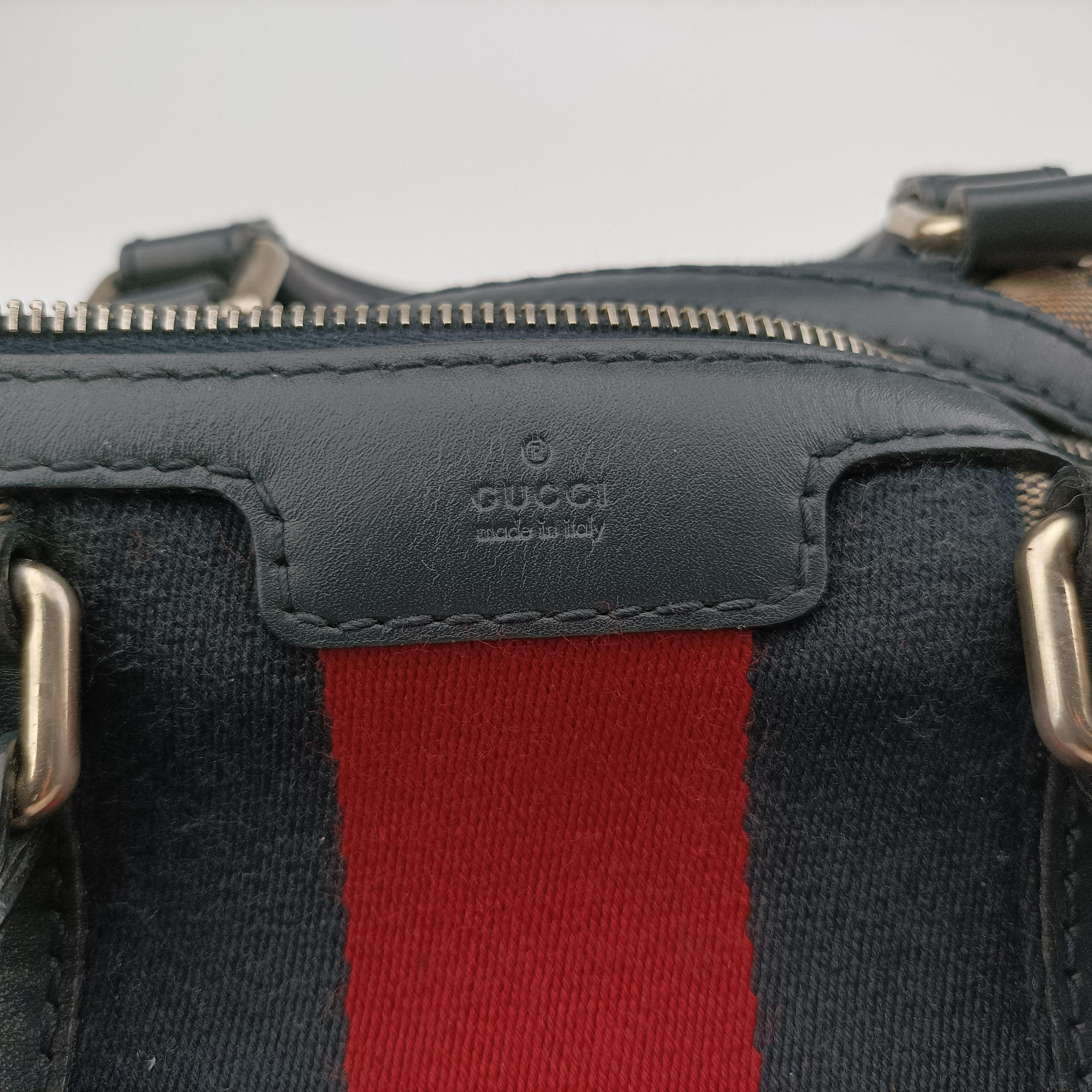 Sherry Line Navy×red×beige canvas×leather 247205 C010717921シェリーライン ネイビー×レッド×ベージュ キャンバス×レザー 247205 C010717921