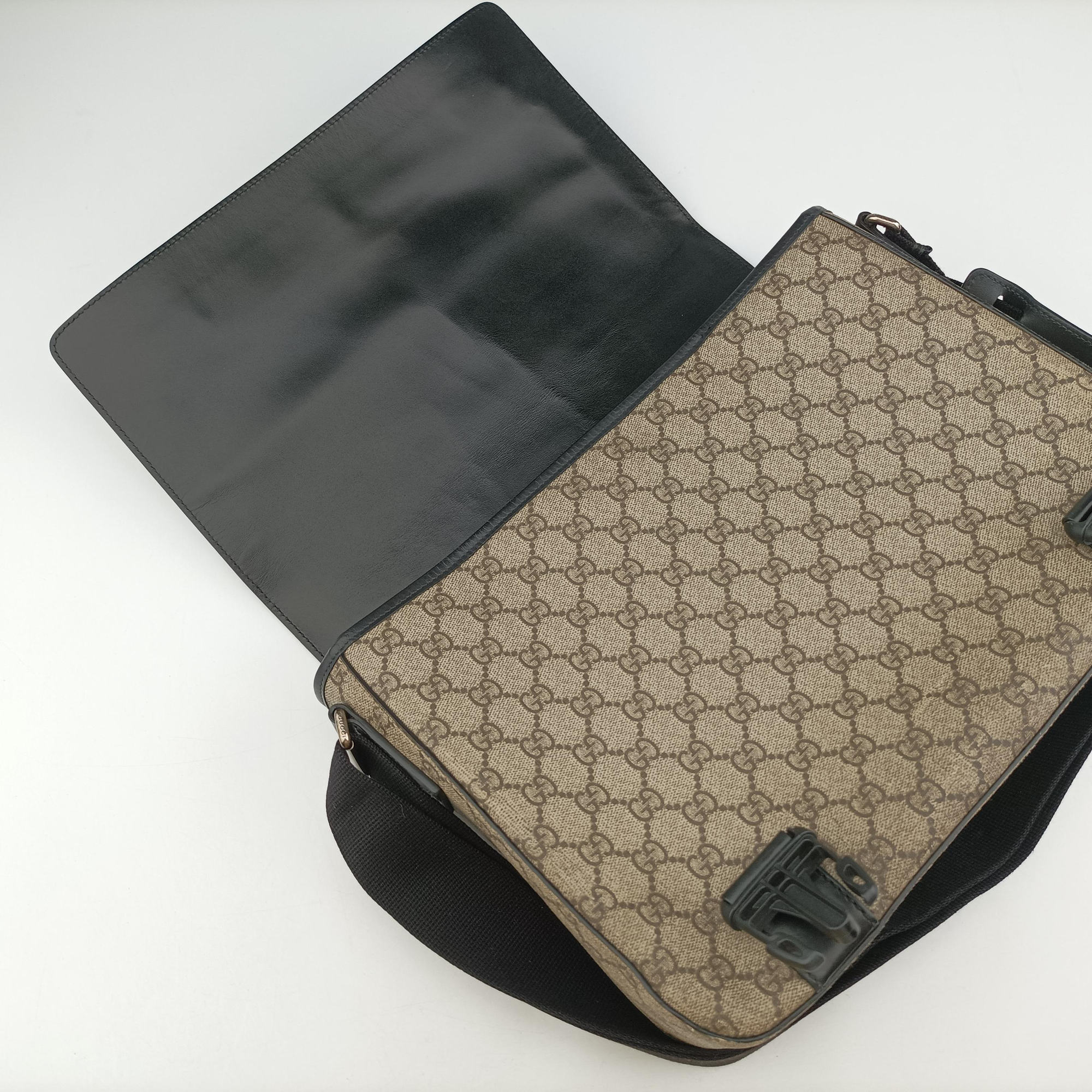 GG Plus GG Supreme Beige×black PVC coated canvas×Leather 406367 H018774868GGプラス GGスプリーム ベージュ×ブラック PVCコーティングキャンバス×レザー 406367 H018774868